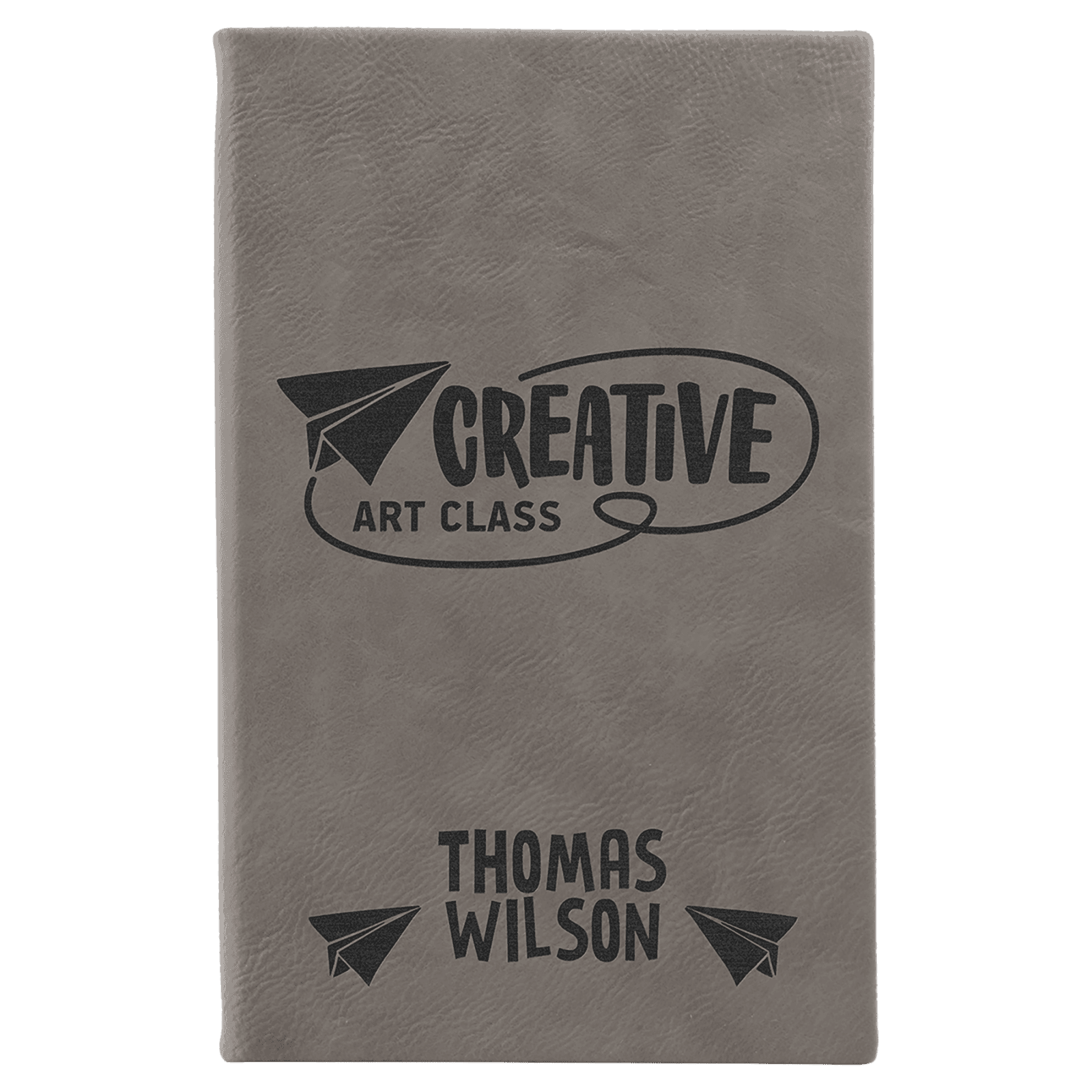 Gray Lasered Leatherette Sketch Book with White Unlined Paper