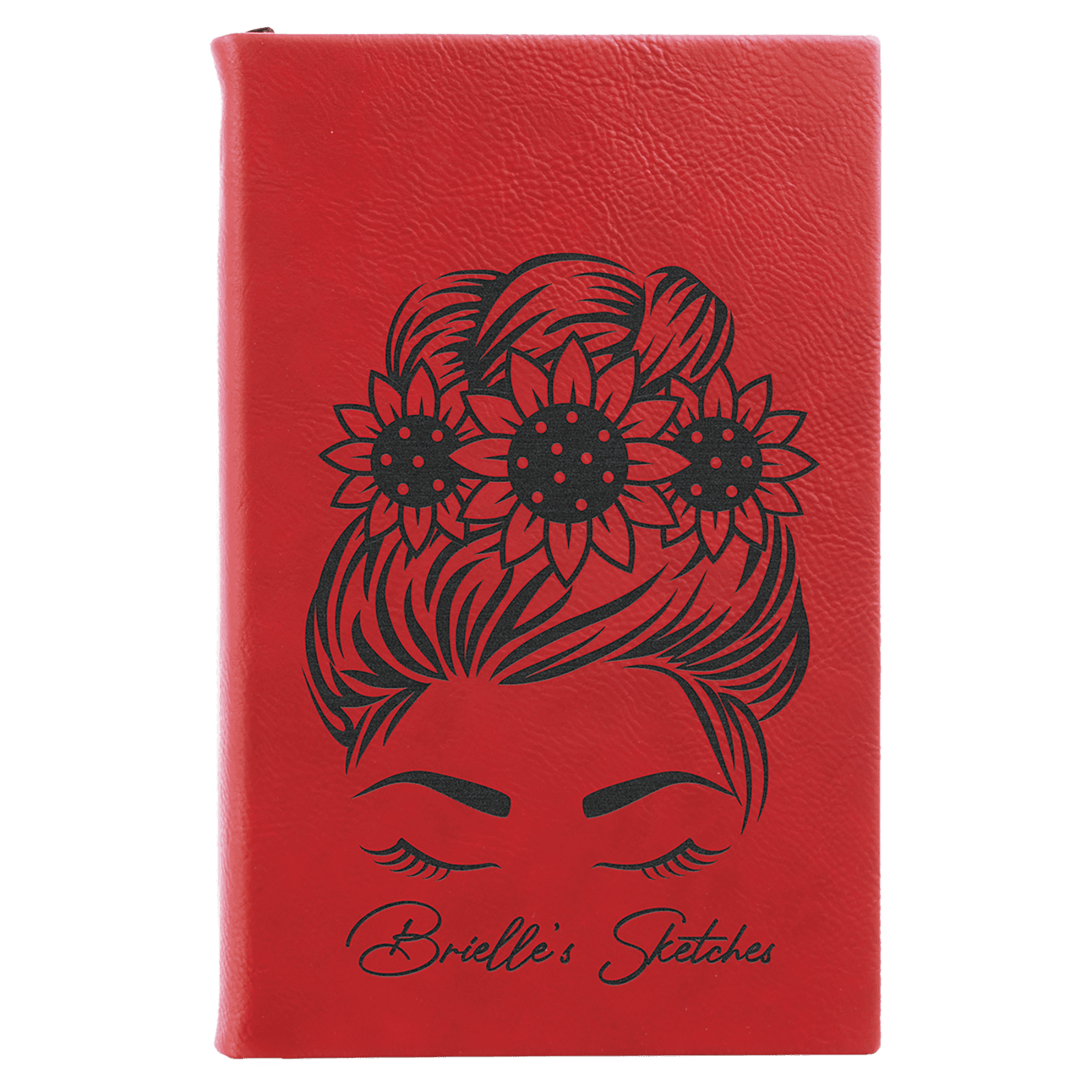 Red Leatherette Sketch Book with White Unlined Paper