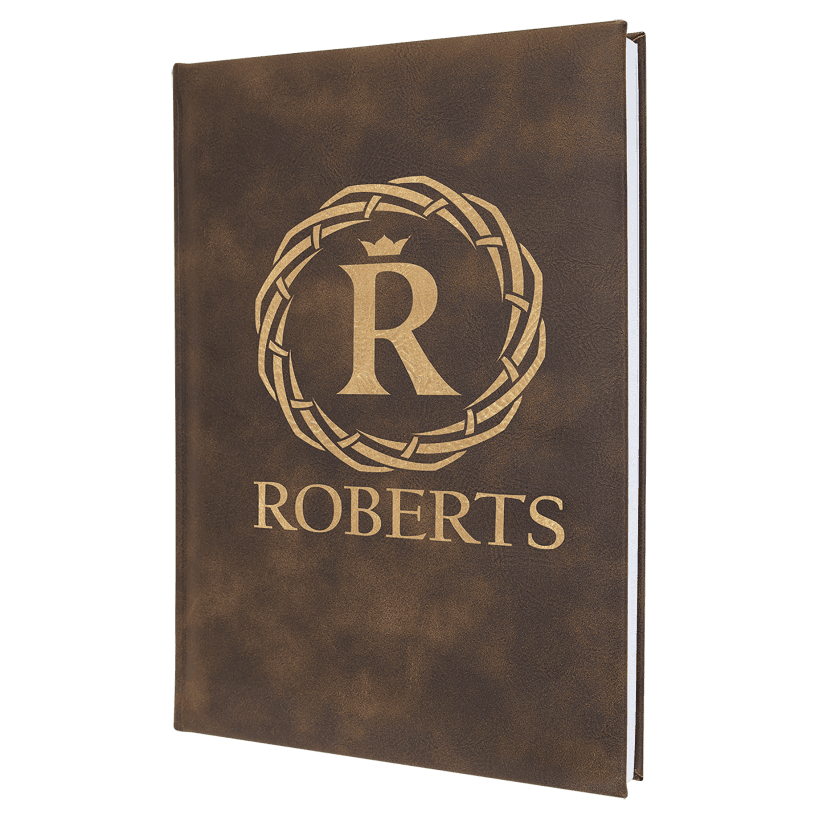Rustic/Gold Lasered Leatherette Journal with Lined Paper