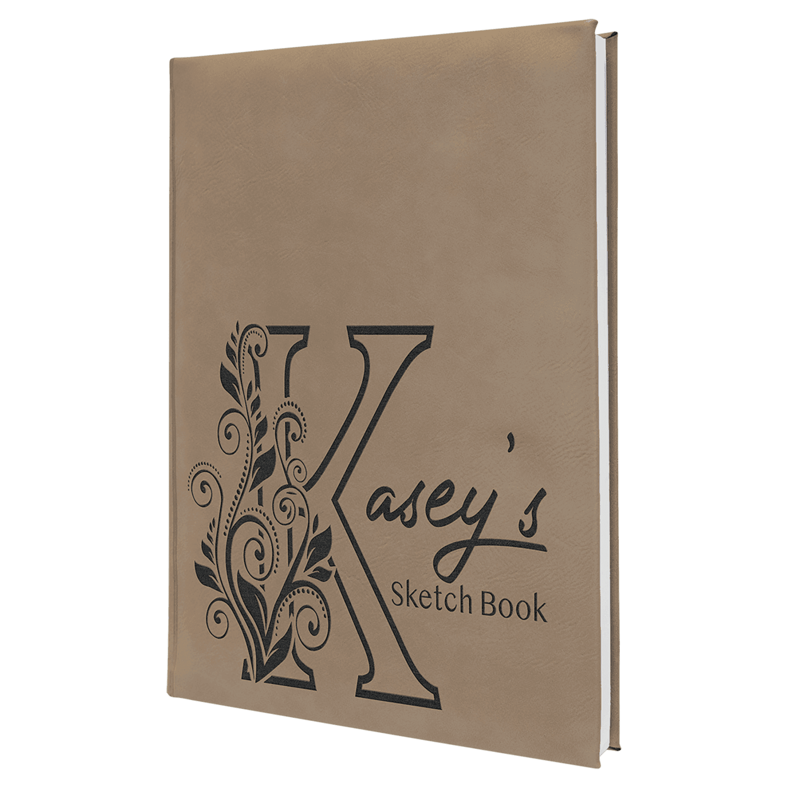 Light Brown Leatherette Sketch Book with White Unlined Paper