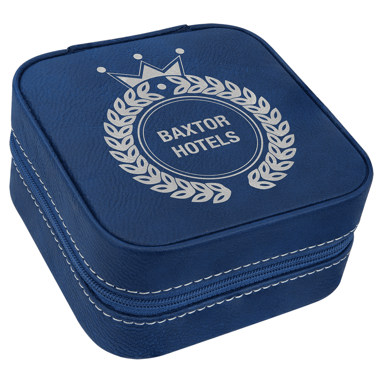 Blue/Silver Lasered Leatherette Travel Jewelry Box