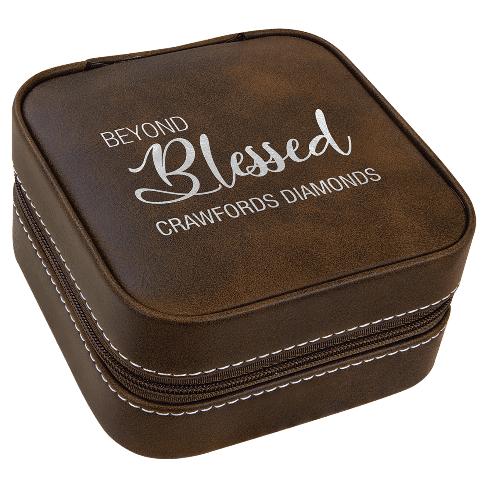 Rustic/Silver Lasered Leatherette Travel Jewelry Box