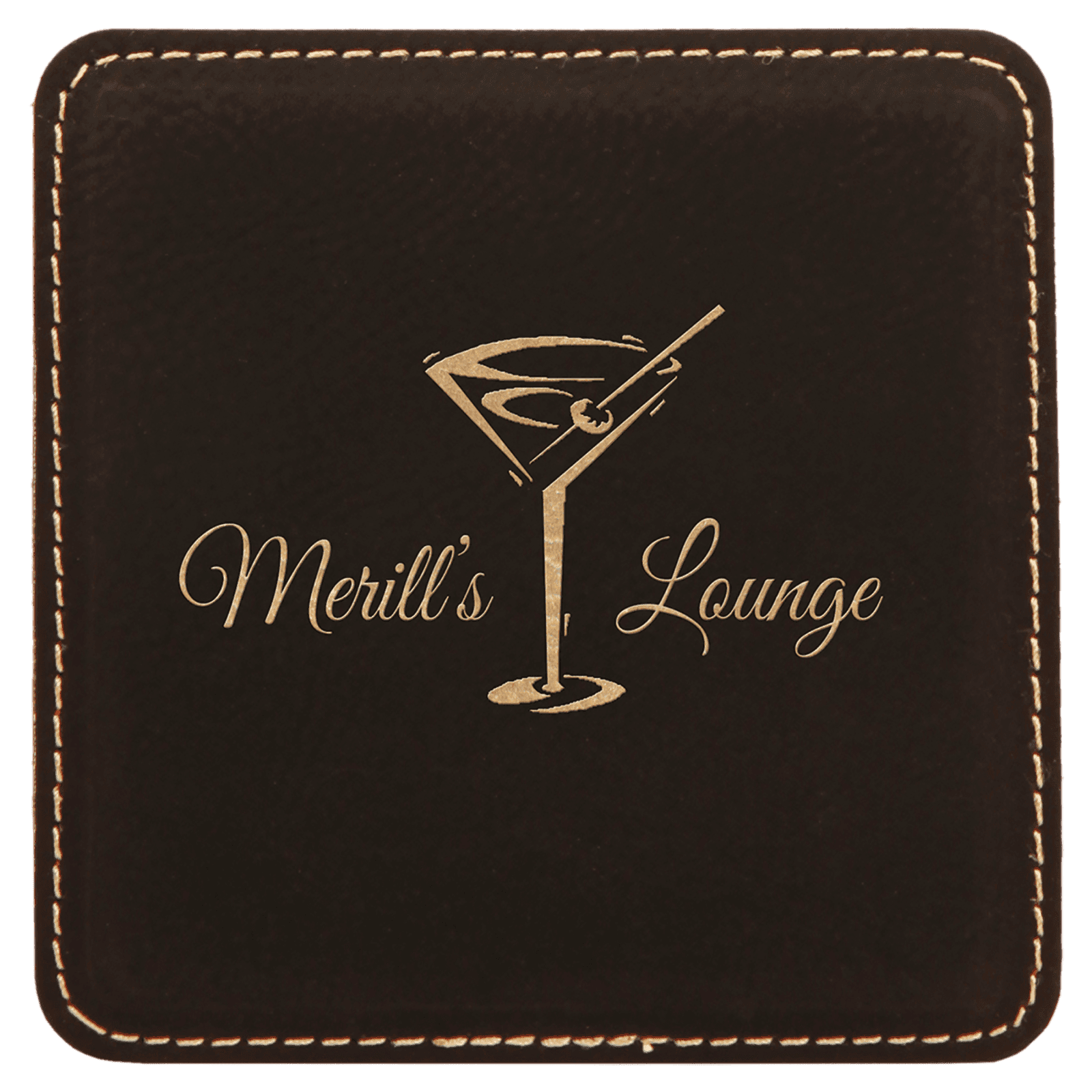 Black/Gold Square Leatherette Coaster