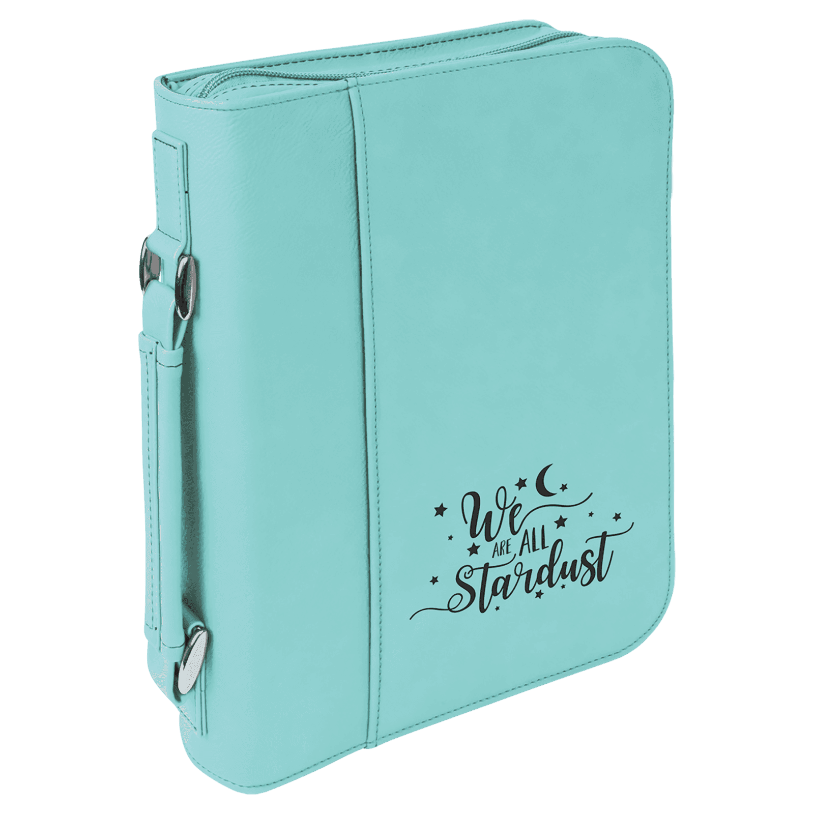 Teal Leatherette Book/Bible Cover with Zipper & Handle