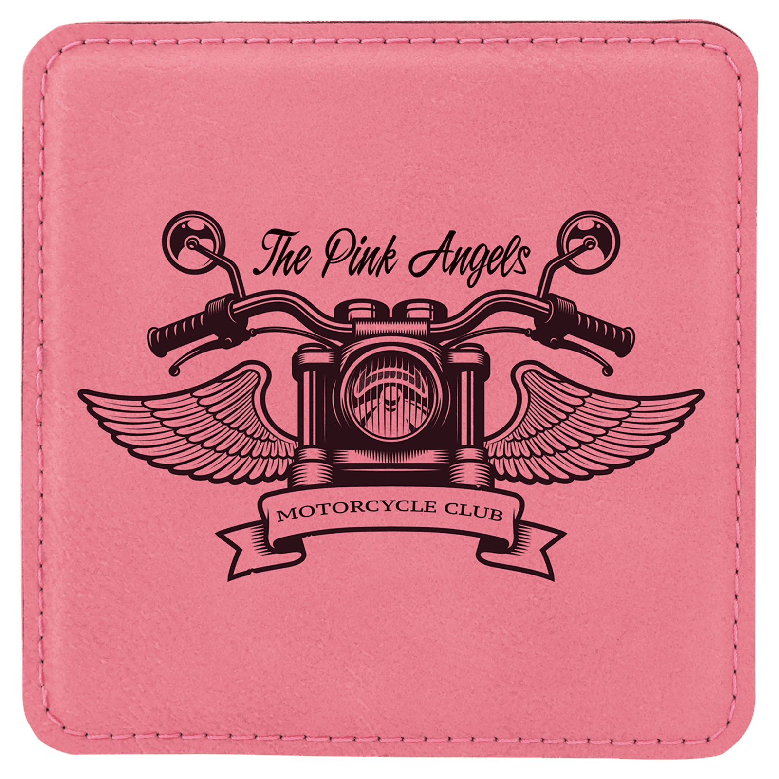Pink Square Leatherette Coaster