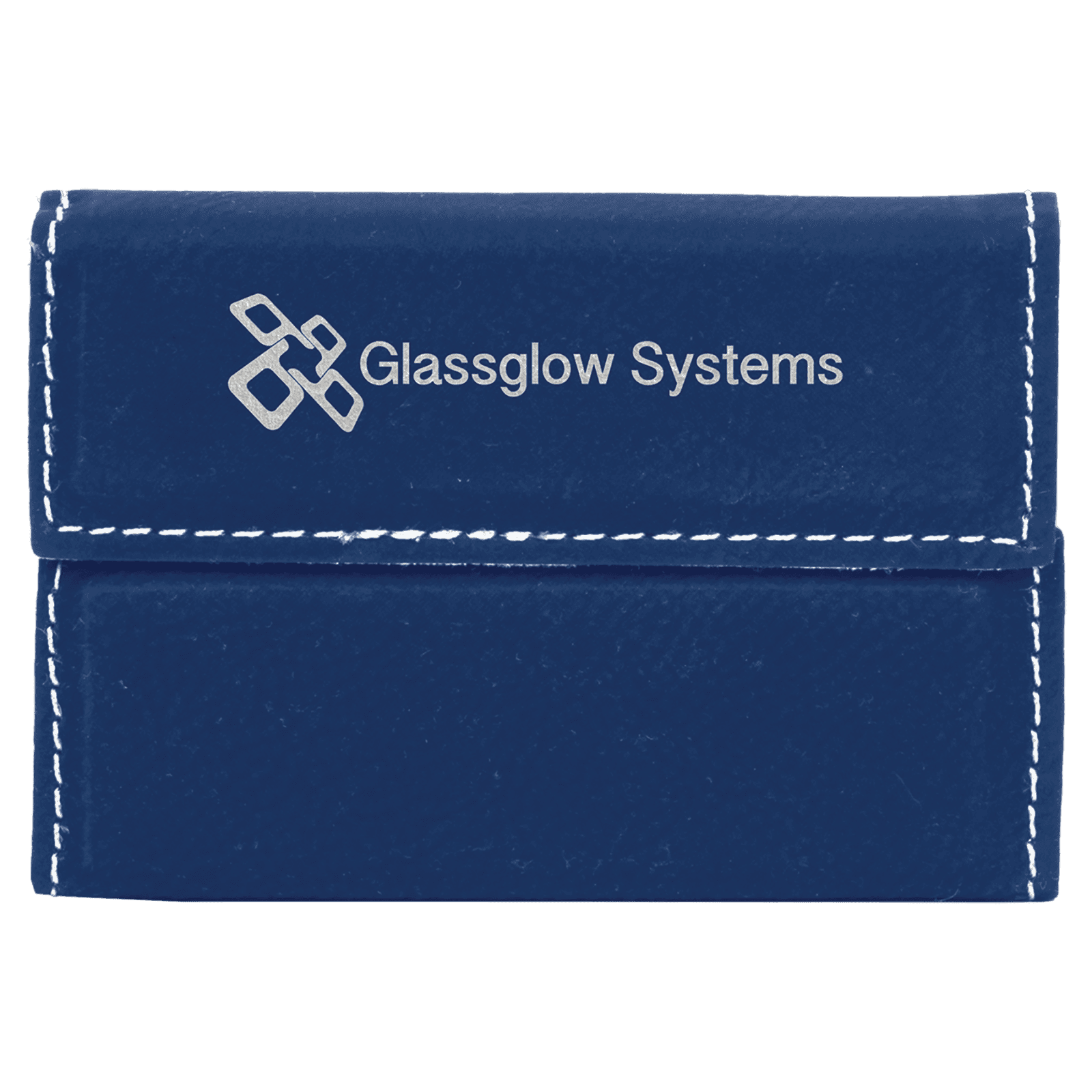 Blue/Silver Leatherette Hard Business Card Case with Magnetic Closure