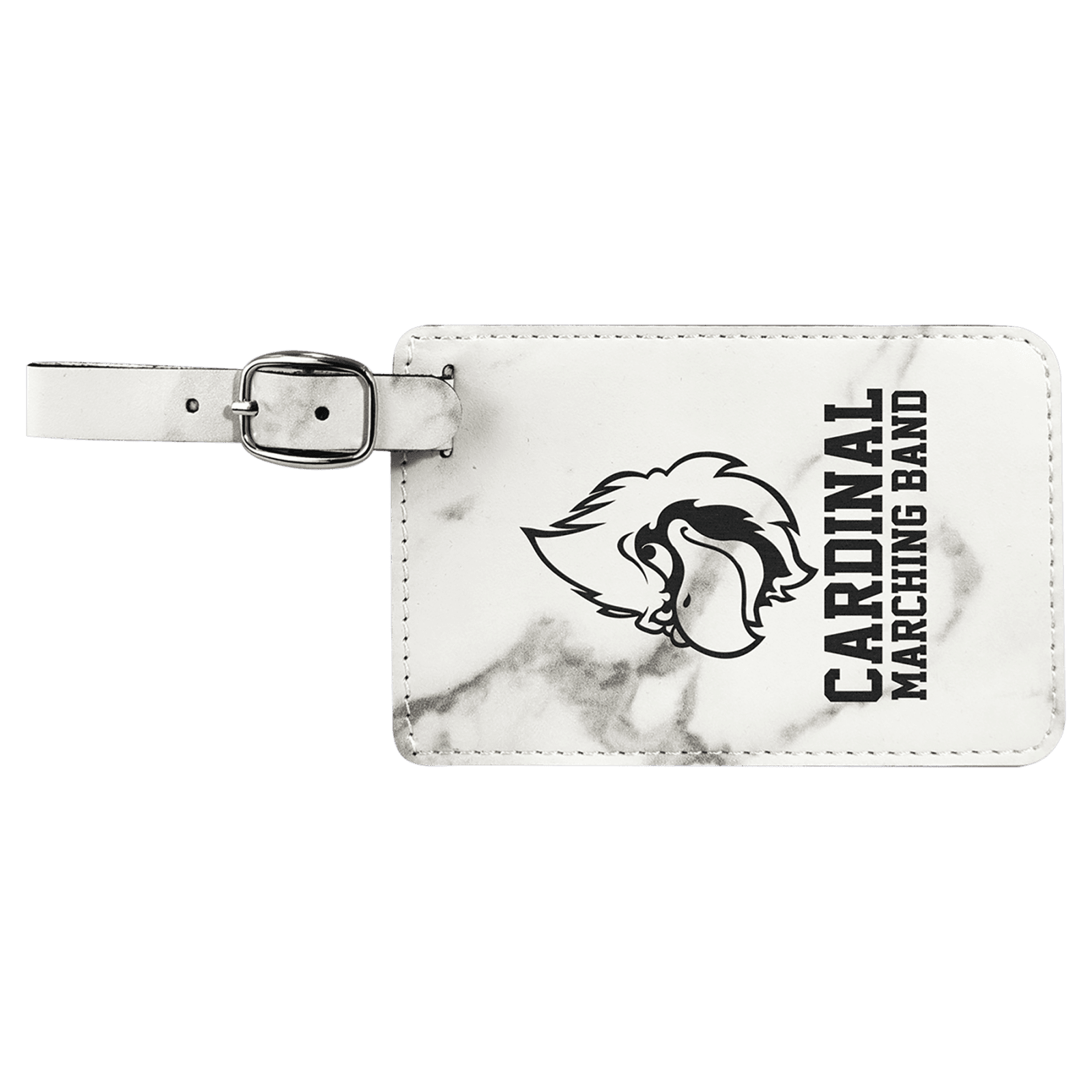 White Marble Leatherette Luggage Tag