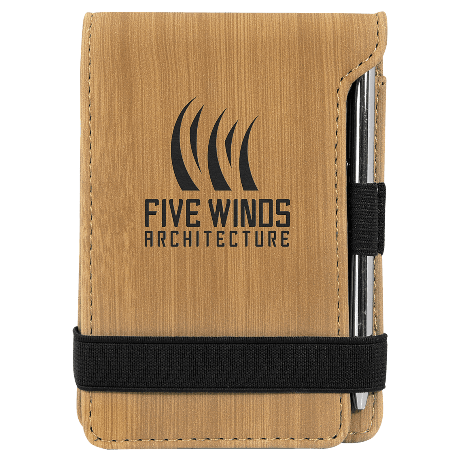 Bamboo Leatherette Mini Notepad with Pen