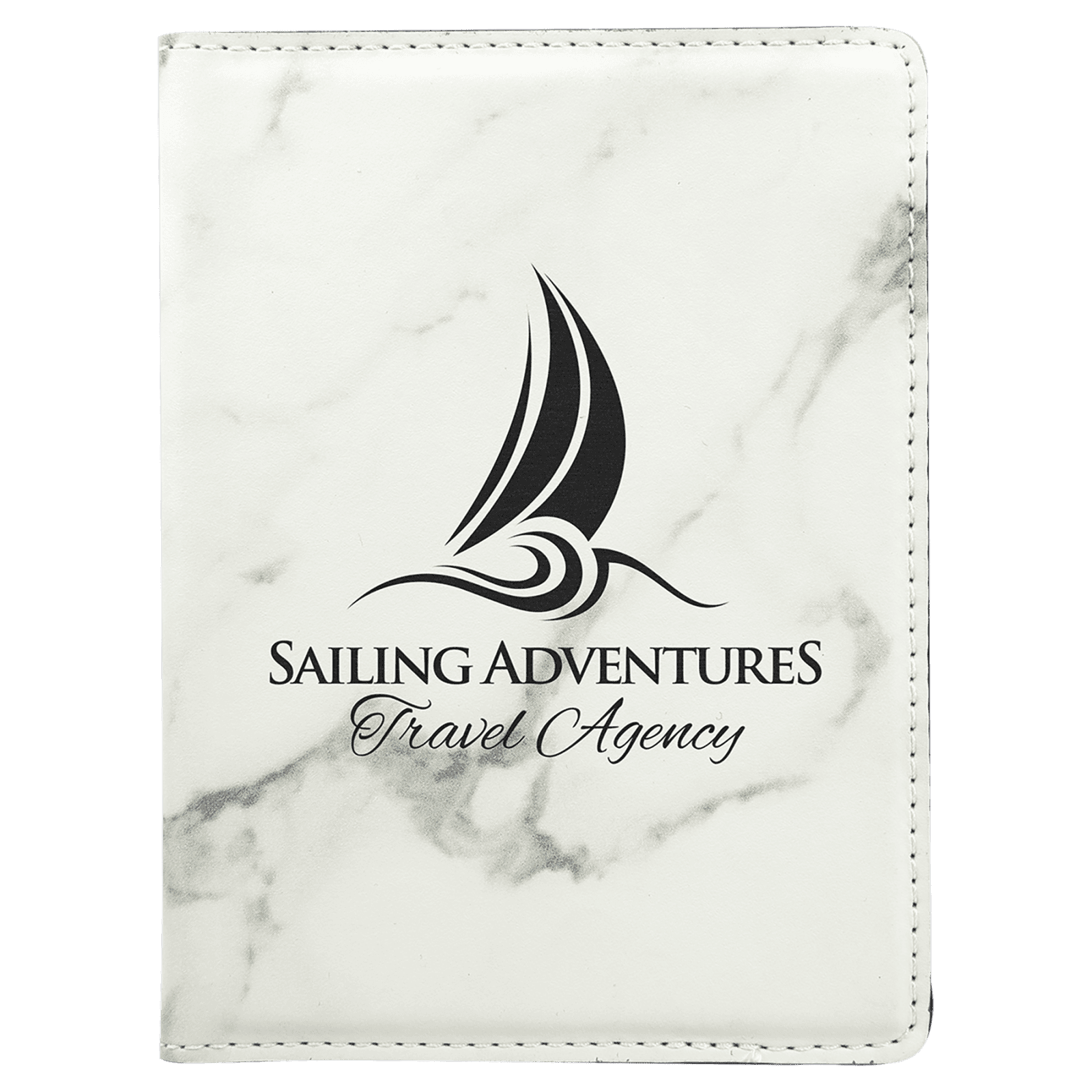 White Marble Leatherette Passport Holder
