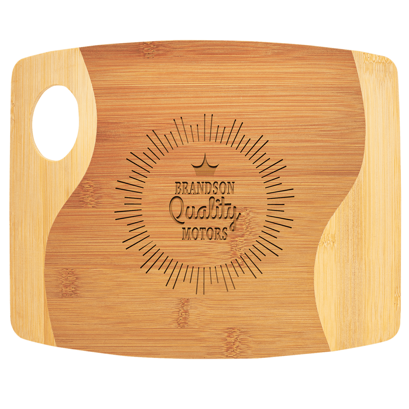 Two-Tone Bamboo Cutting Board with Handle