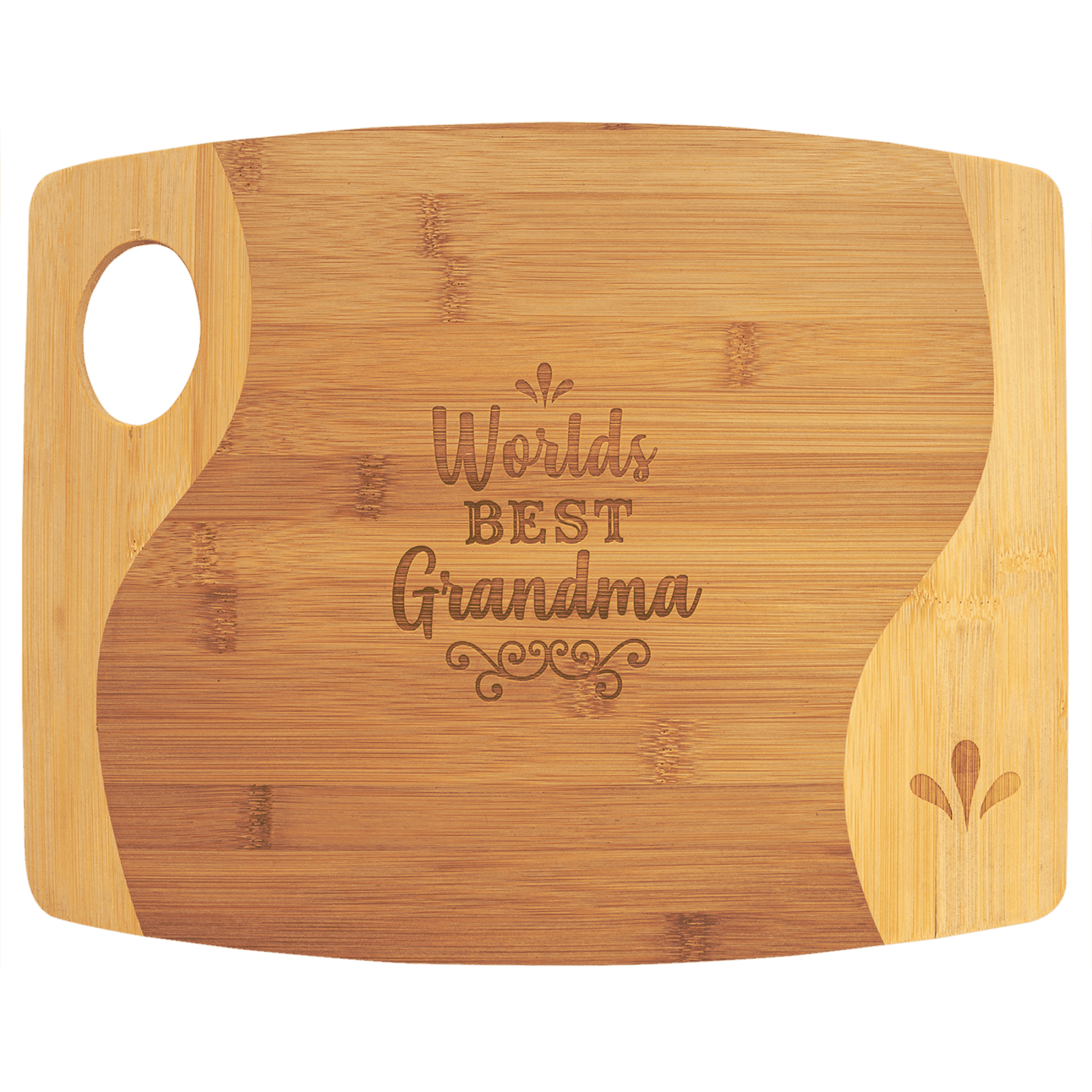 Two-Tone Bamboo Cutting Board with Handle
