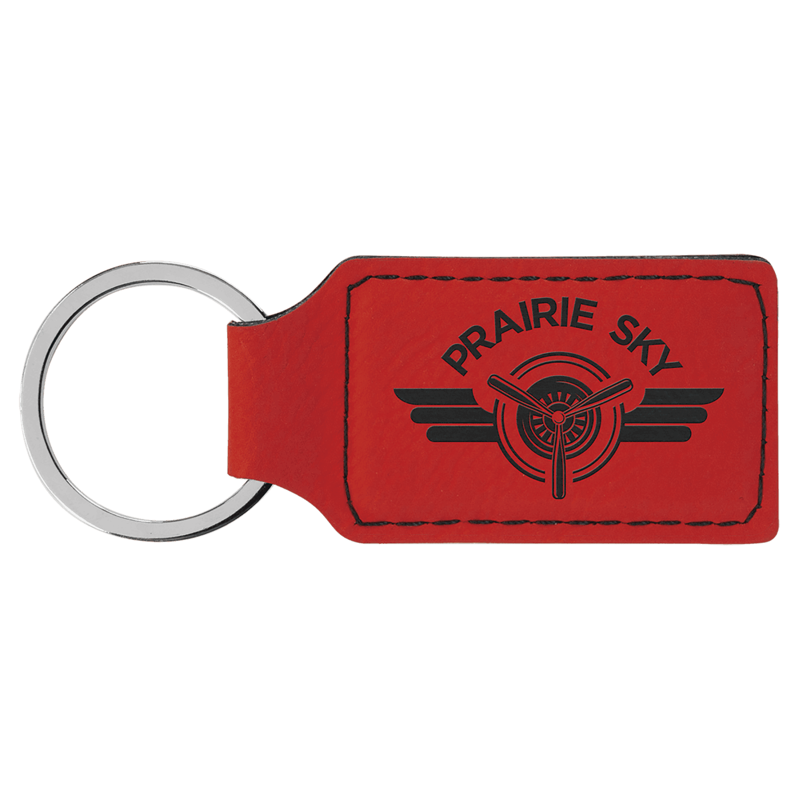 Red Leatherette Rectangle Keychain