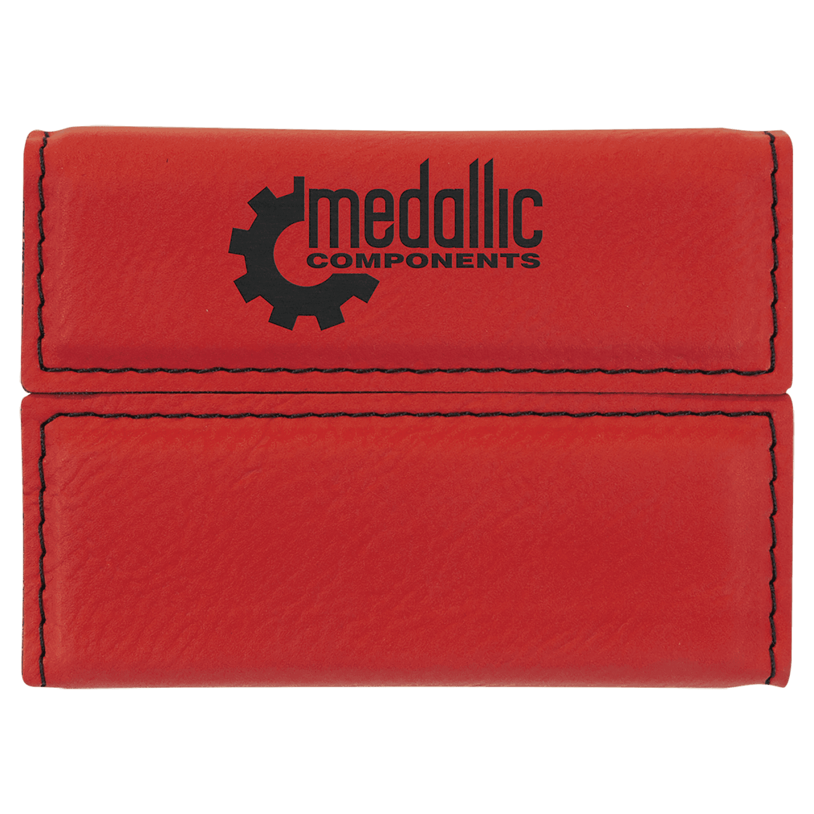 Red Laserable Leatherette Hard Business Card Holder