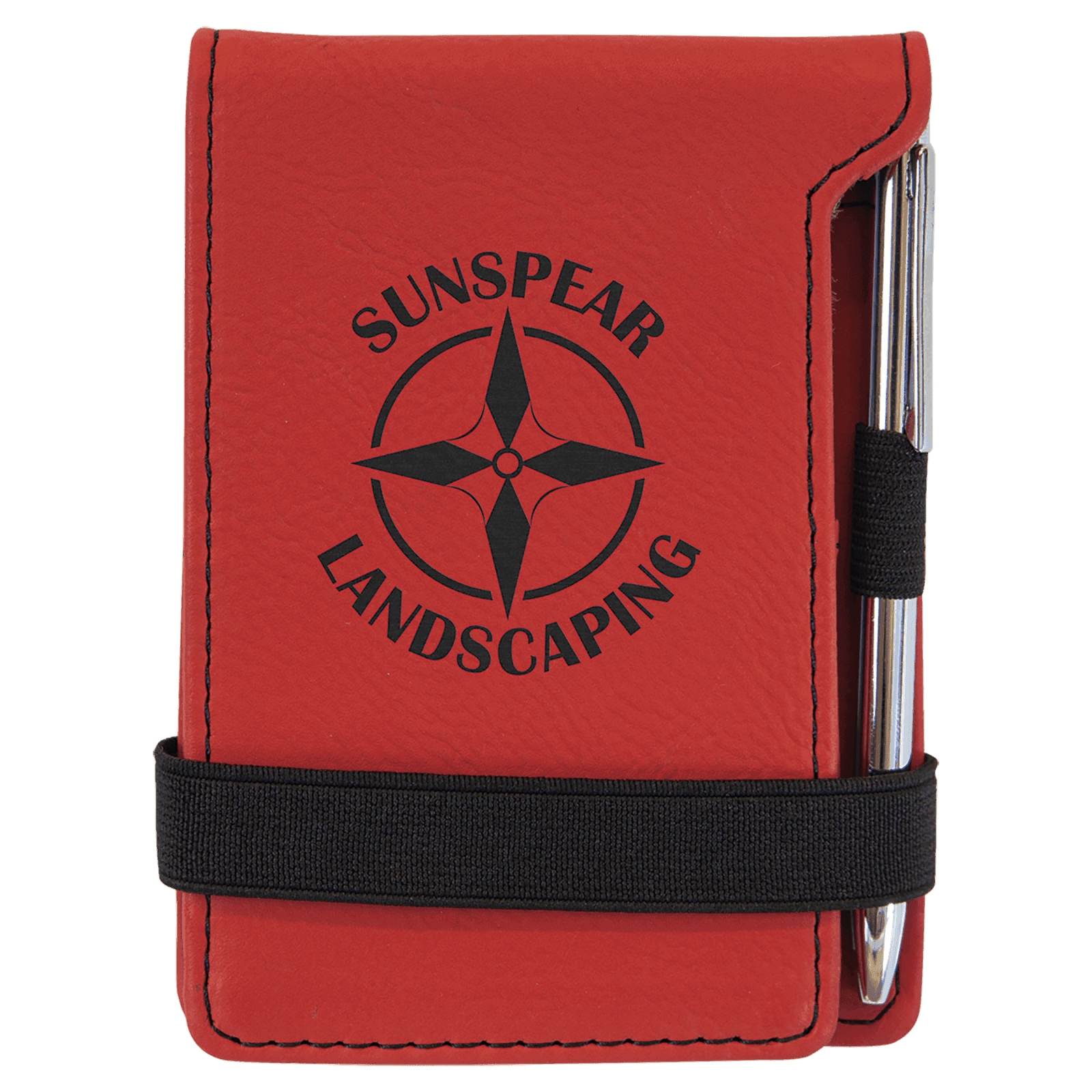 Red Leatherette Mini Notepad with Pen