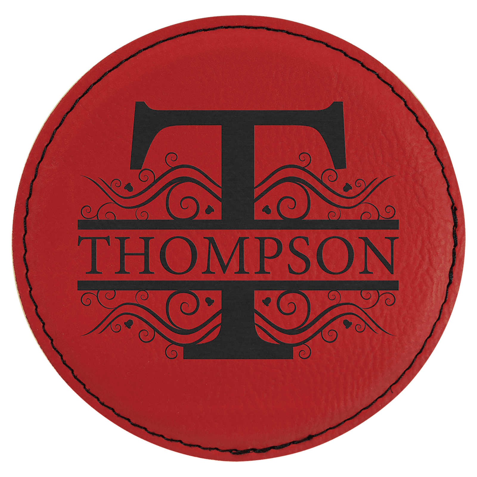 Red Round Leatherette Coaster