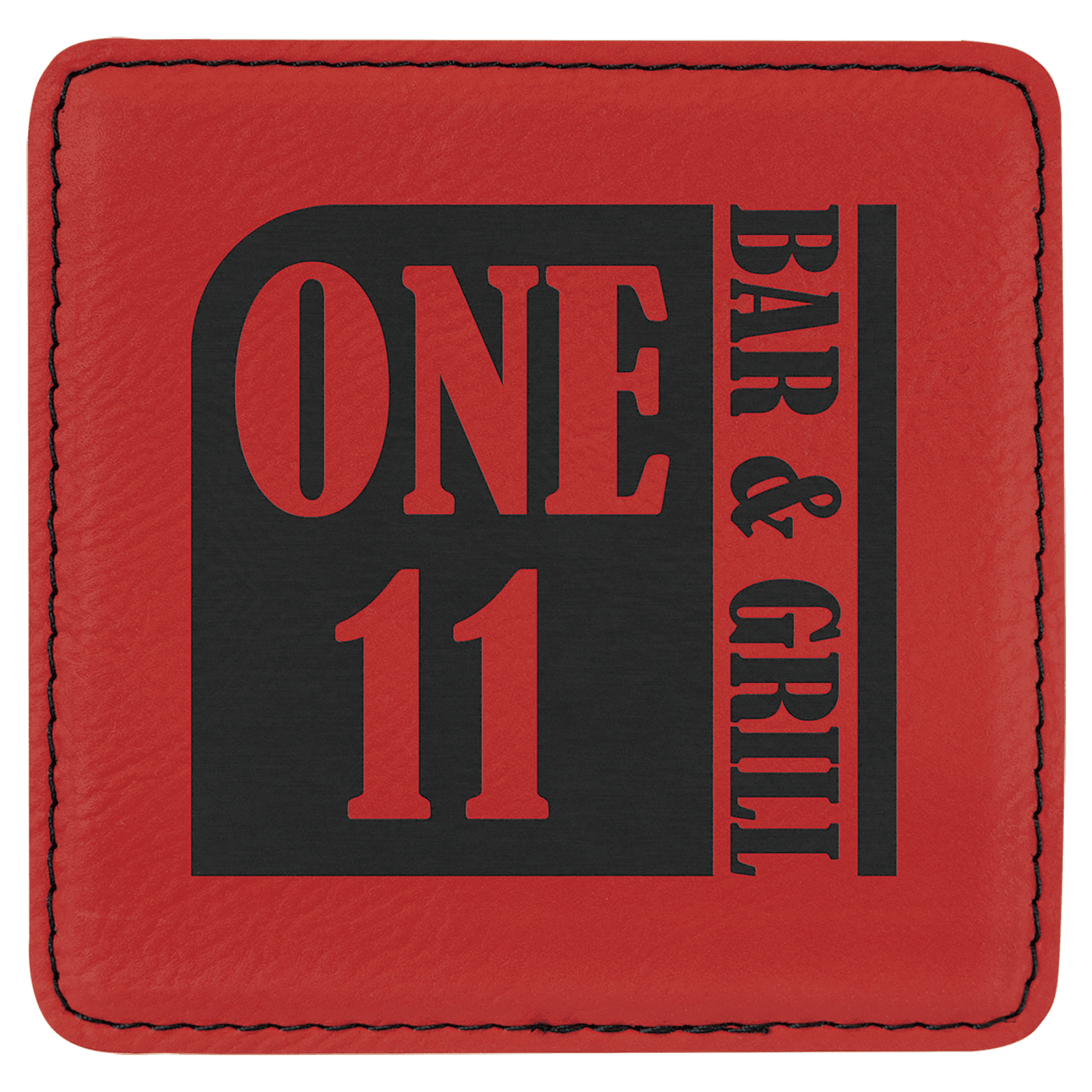 Red Square Leatherette Coaster