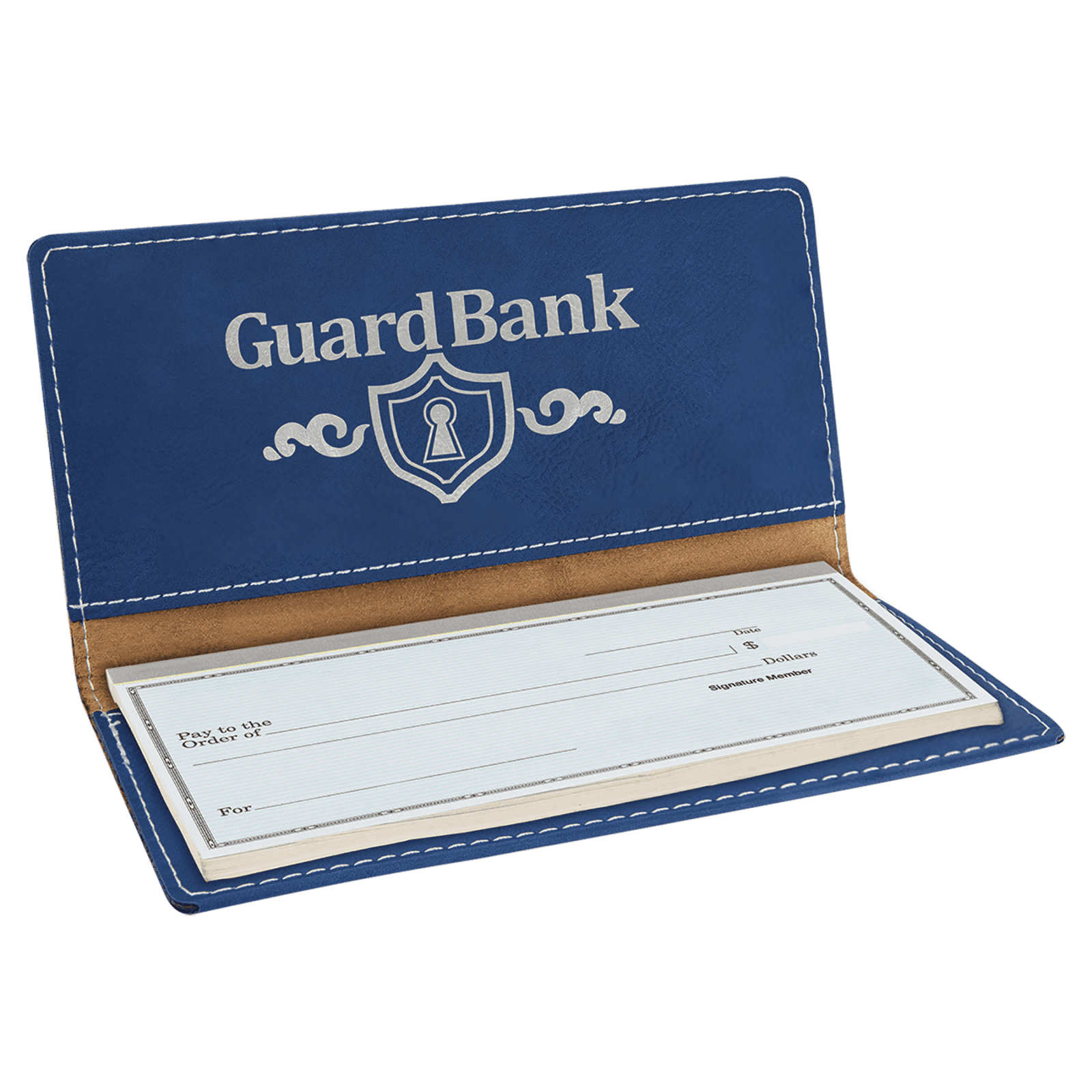 Blue/Silver Laserable Leatherette Checkbook Cover