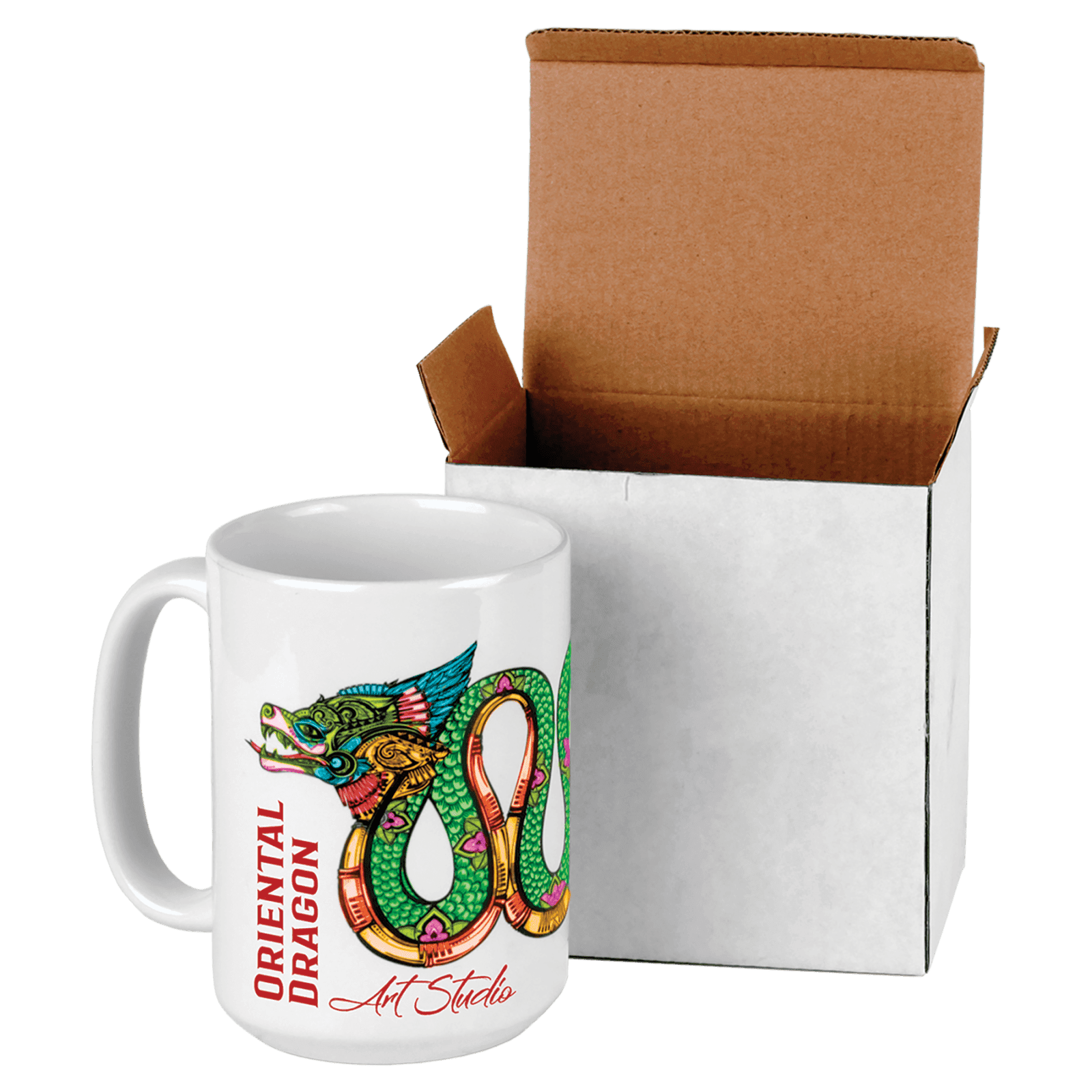 White Ceramic 15 oz. Mug with White Box