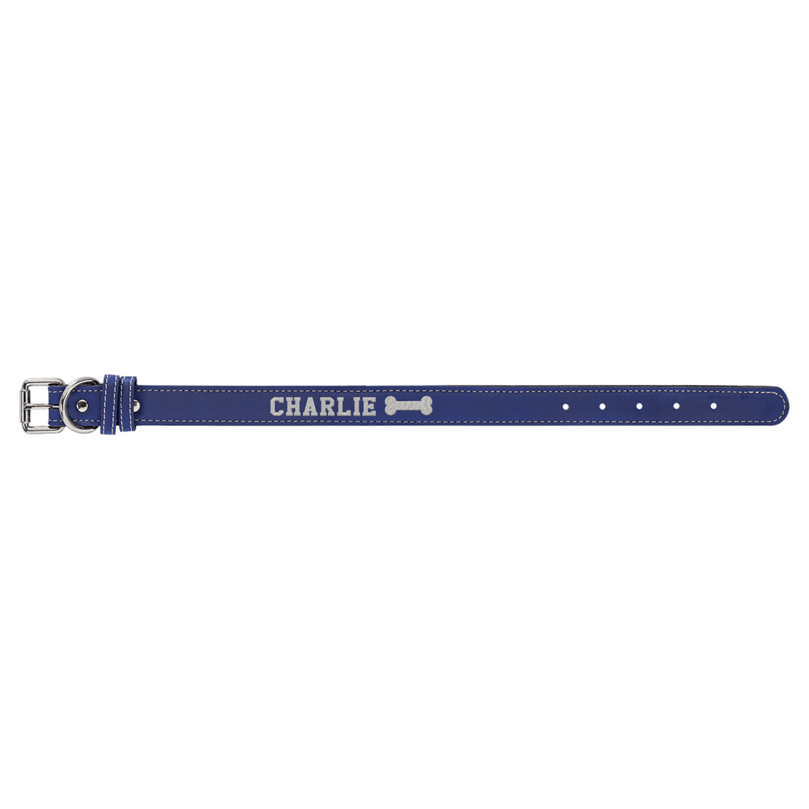 Blue/Silver Small Leatherette Dog Collar