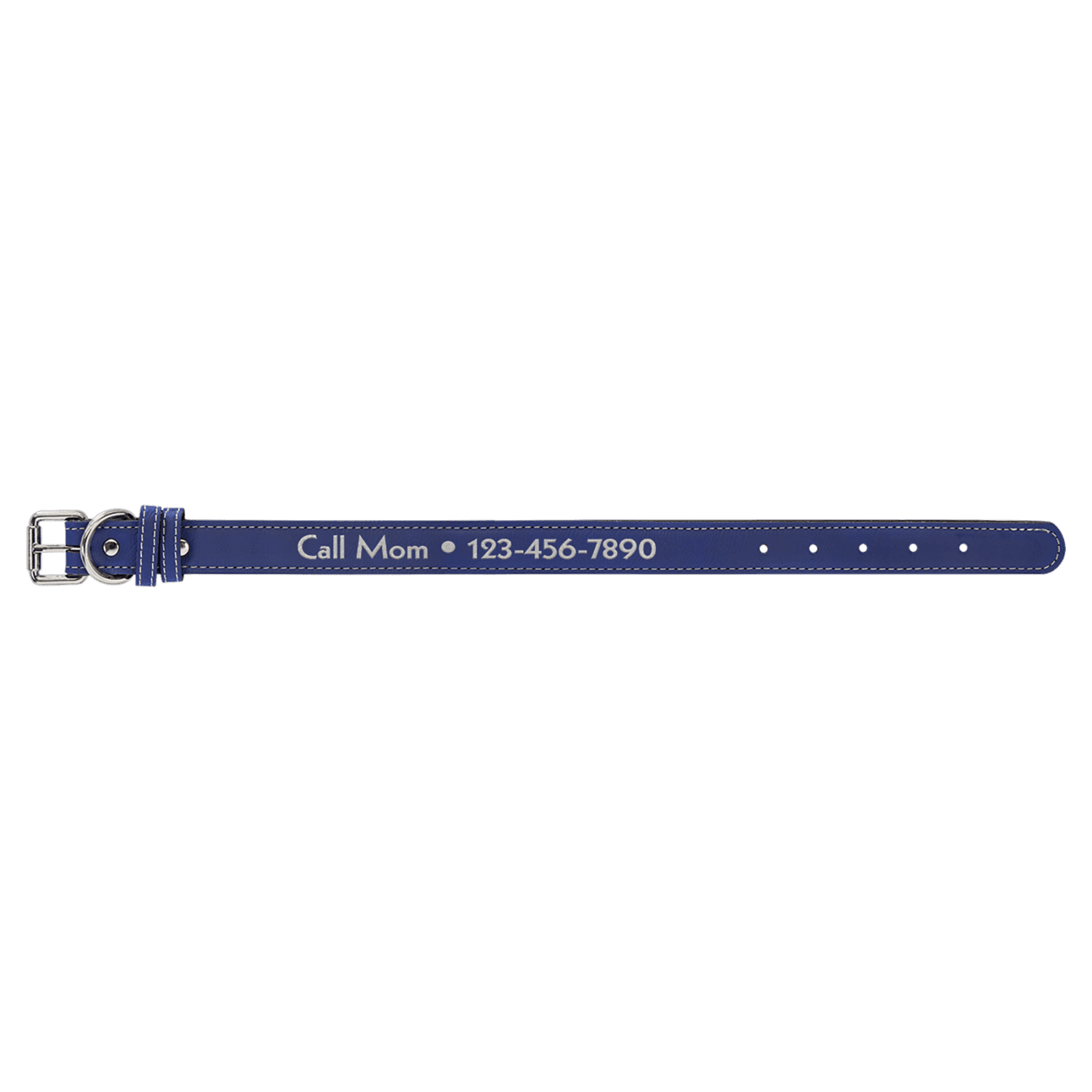 Blue/Silver Medium Leatherette Dog Collar