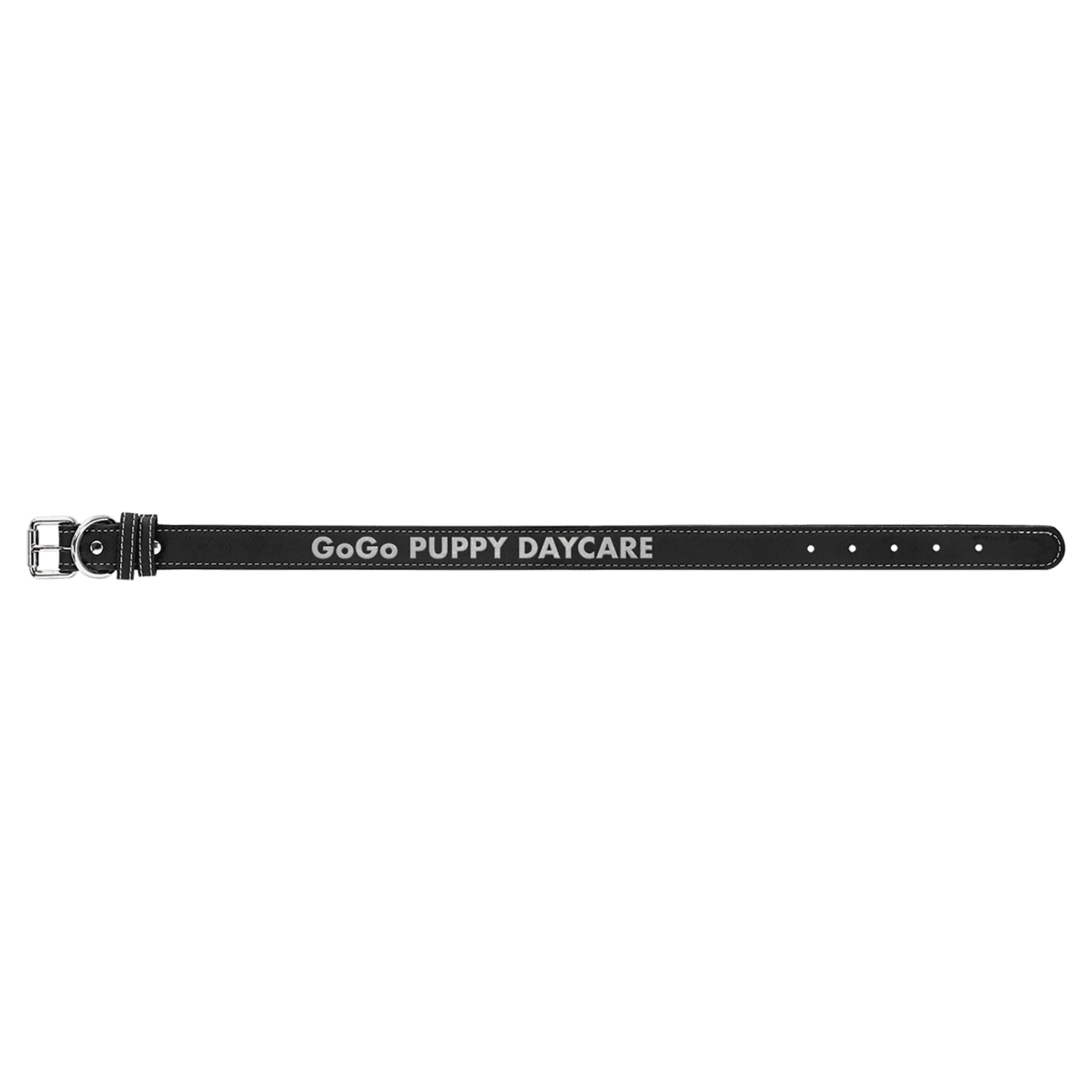 Black/Silver Large Leatherette Dog Collar