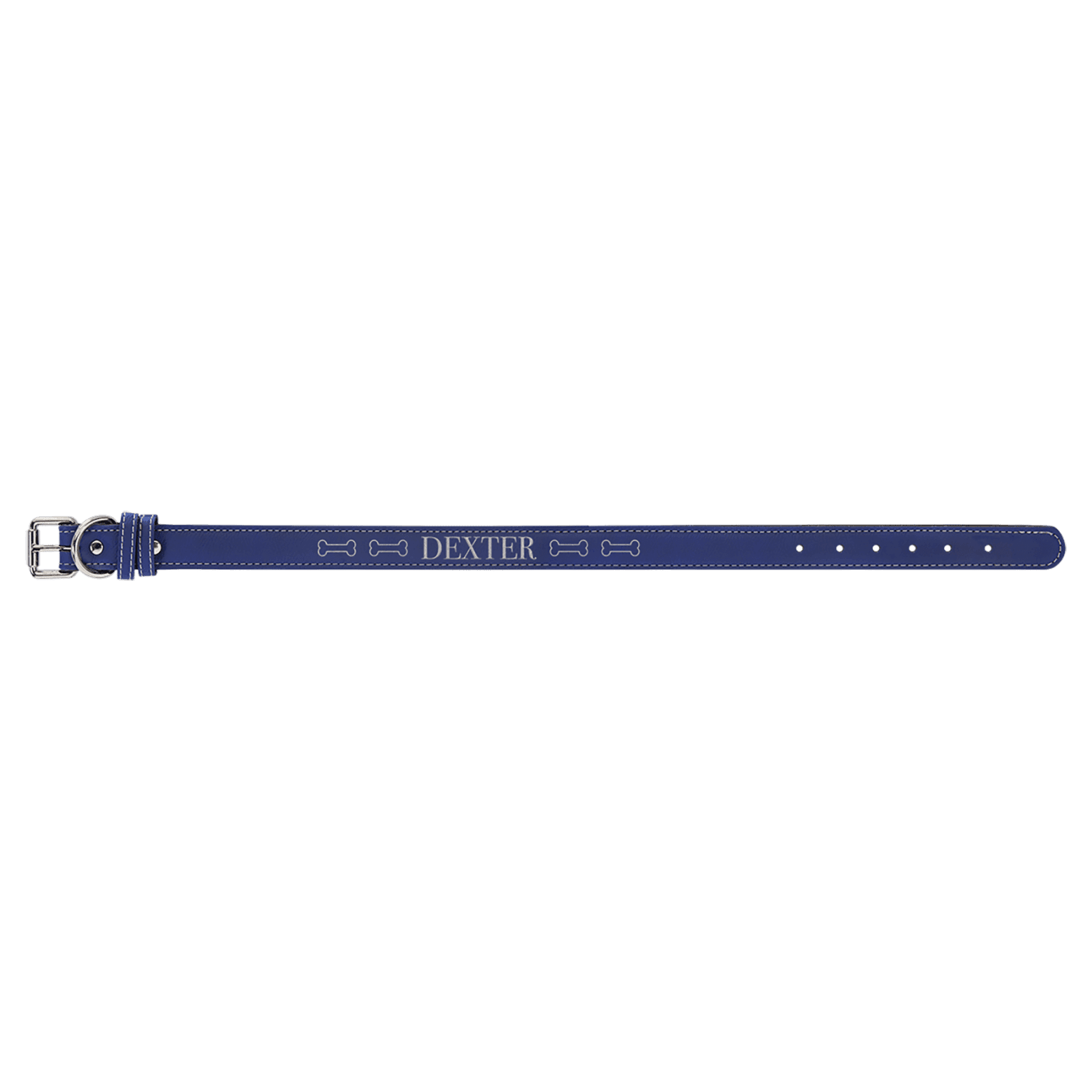 Blue/Silver Extra Large Leatherette Dog Collar