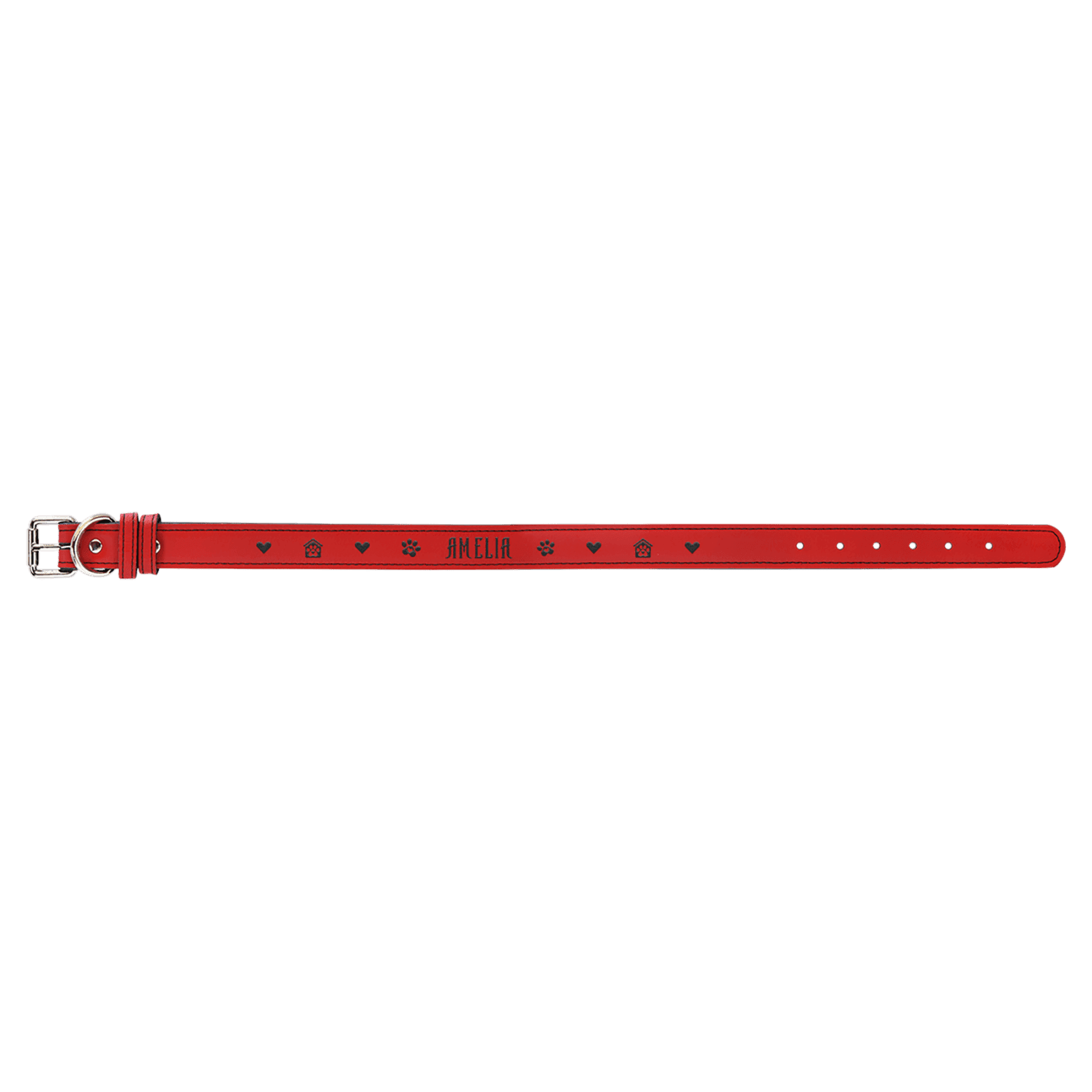 Red Extra Large Leatherette Dog Collar