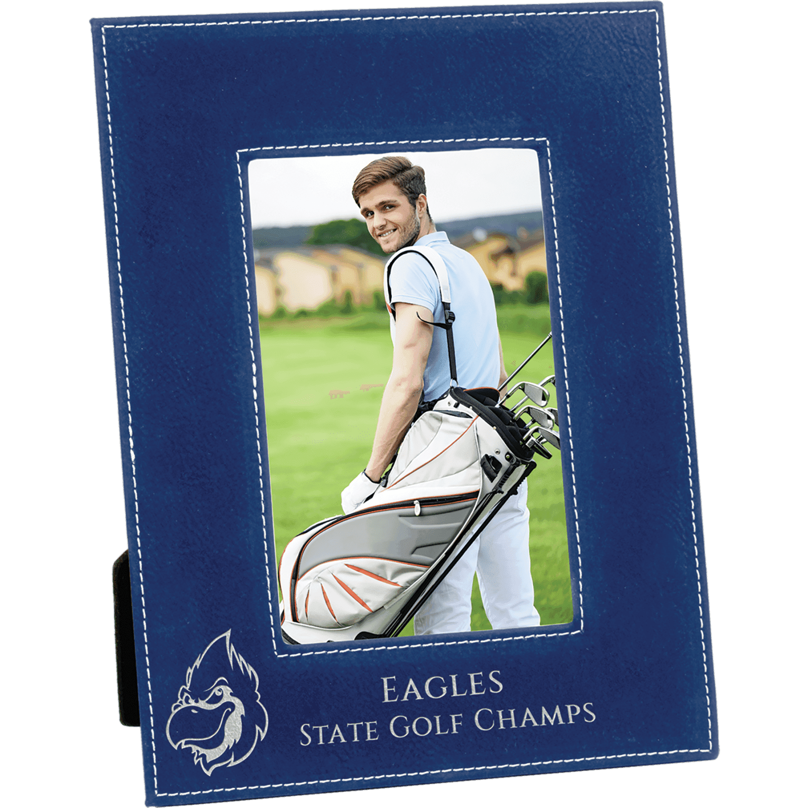 Blue/Silver Leatherette Photo Frame