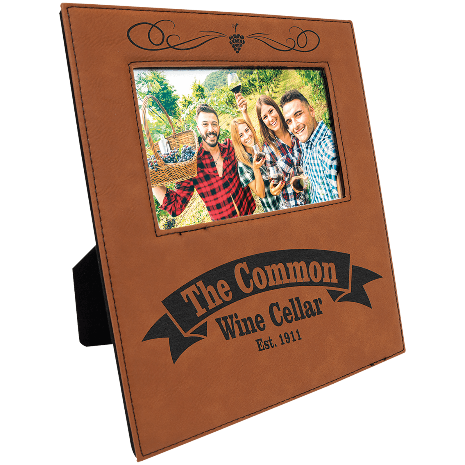 Rawhide Leatherette Photo Frame with Large Engraving Area