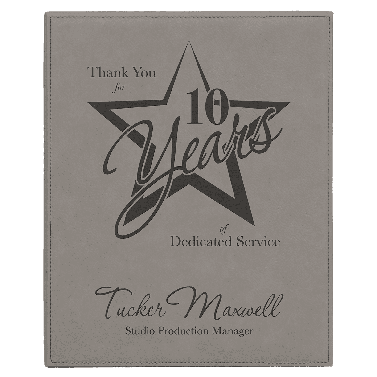 Gray 10 1/2" x 13" Laserable Leatherette Plaque