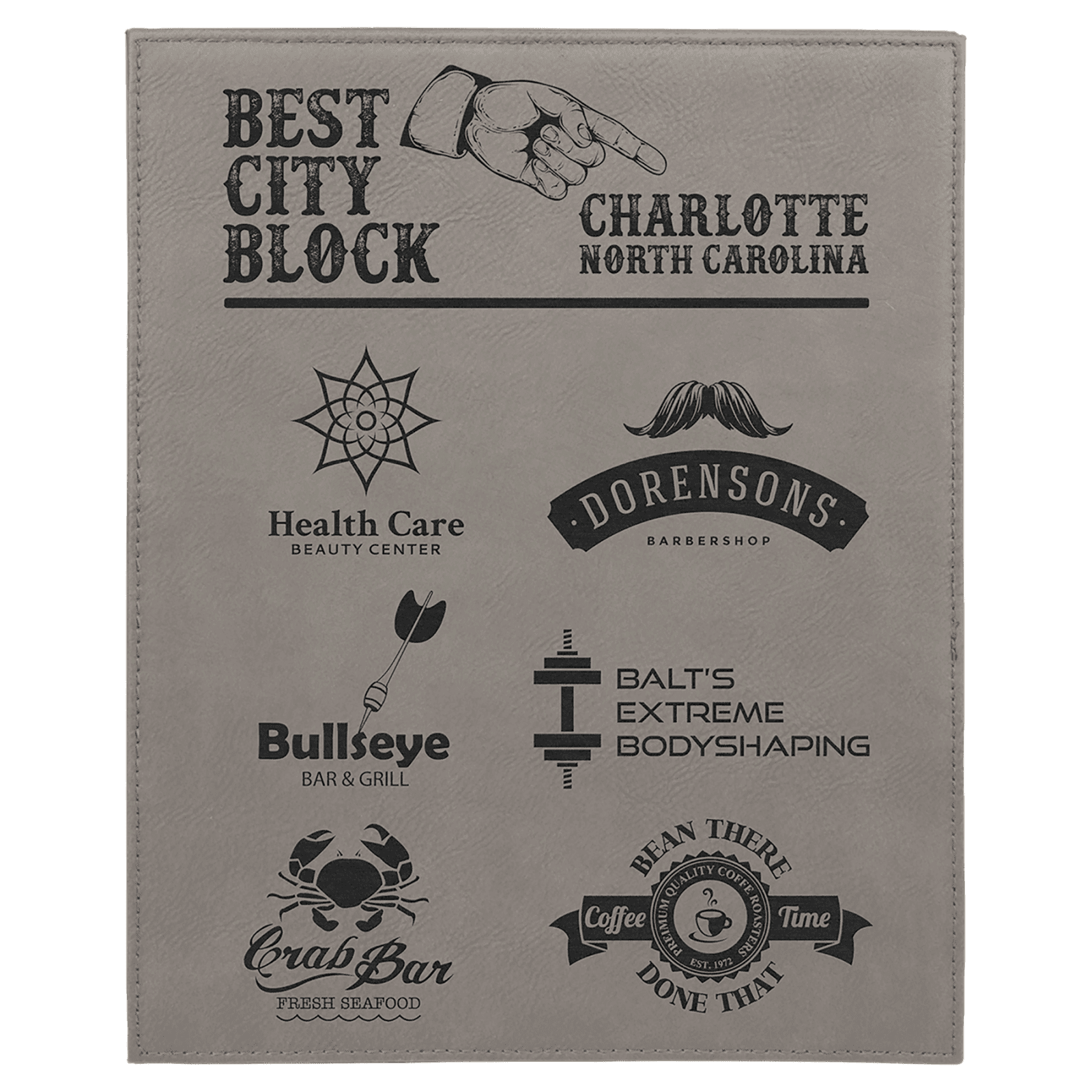 Gray 8" x 10" Laserable Leatherette Plaque