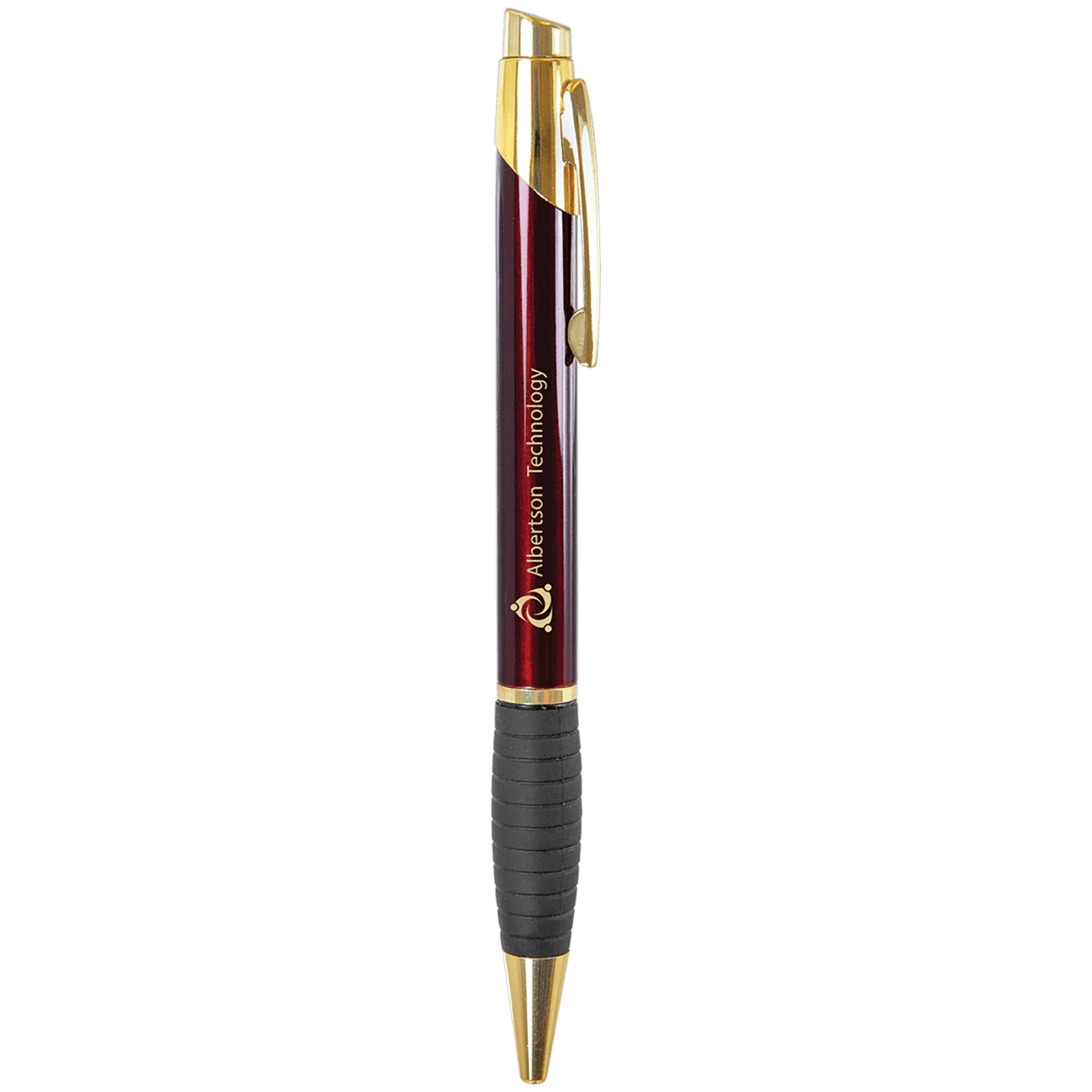 Burgandy Ballpoint Pen with Gripper & Gold Trim