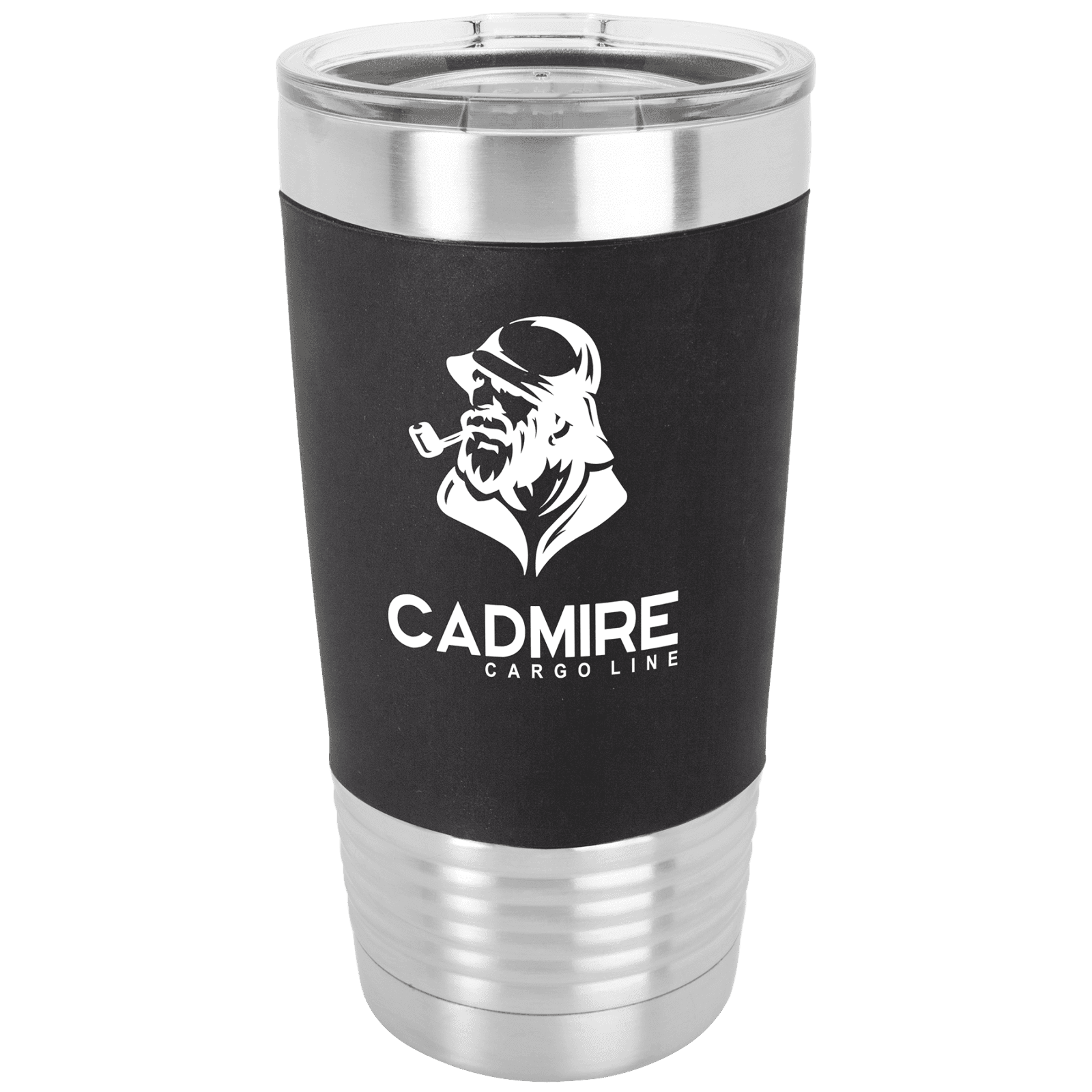 Black/White 20 oz. Polar Camel Silicone Grip Tumbler with Clear Lid
