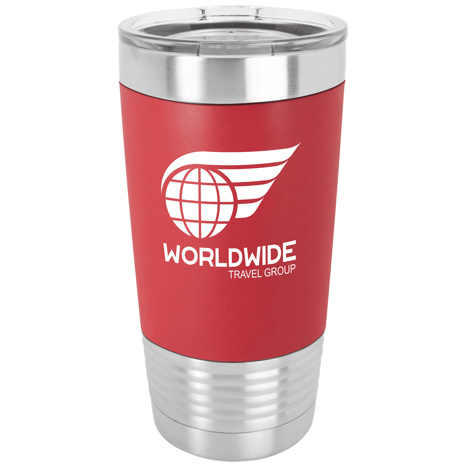 Red/White 20 oz. Polar Camel Silicone Grip Tumbler with Clear Lid