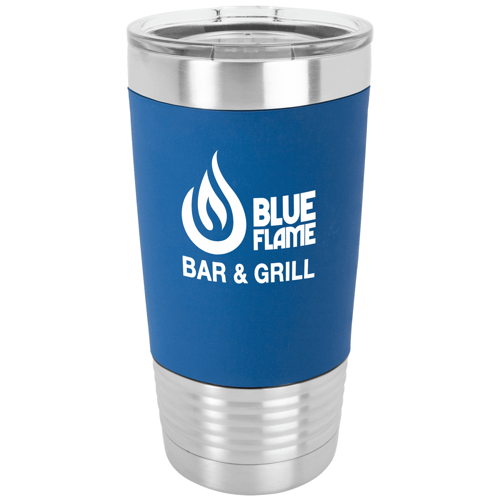 Blue/White 20 oz. Polar Camel Silicone Grip Tumbler with Clear Lid