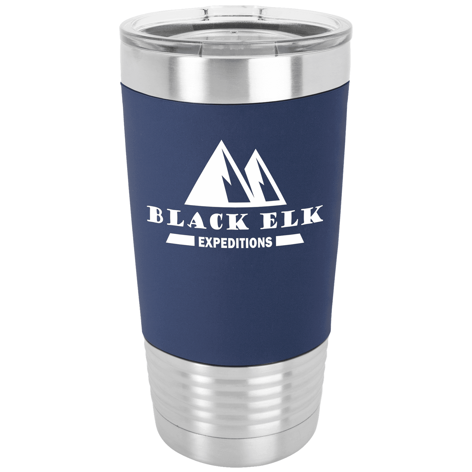 Navy Blue/White 20 oz. Polar Camel Silicone Grip Tumbler with Clear Lid