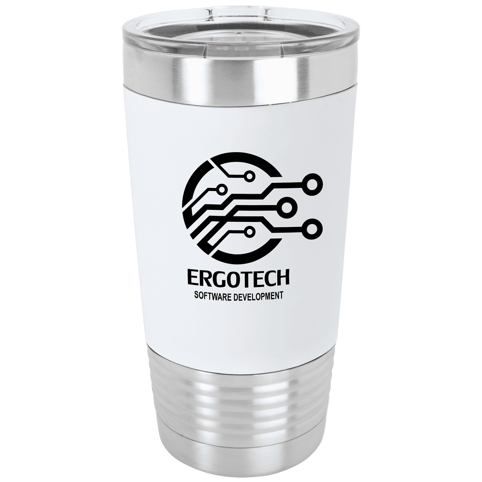 White/Black 20 oz. Polar Camel Silicone Grip Tumbler with Clear Lid