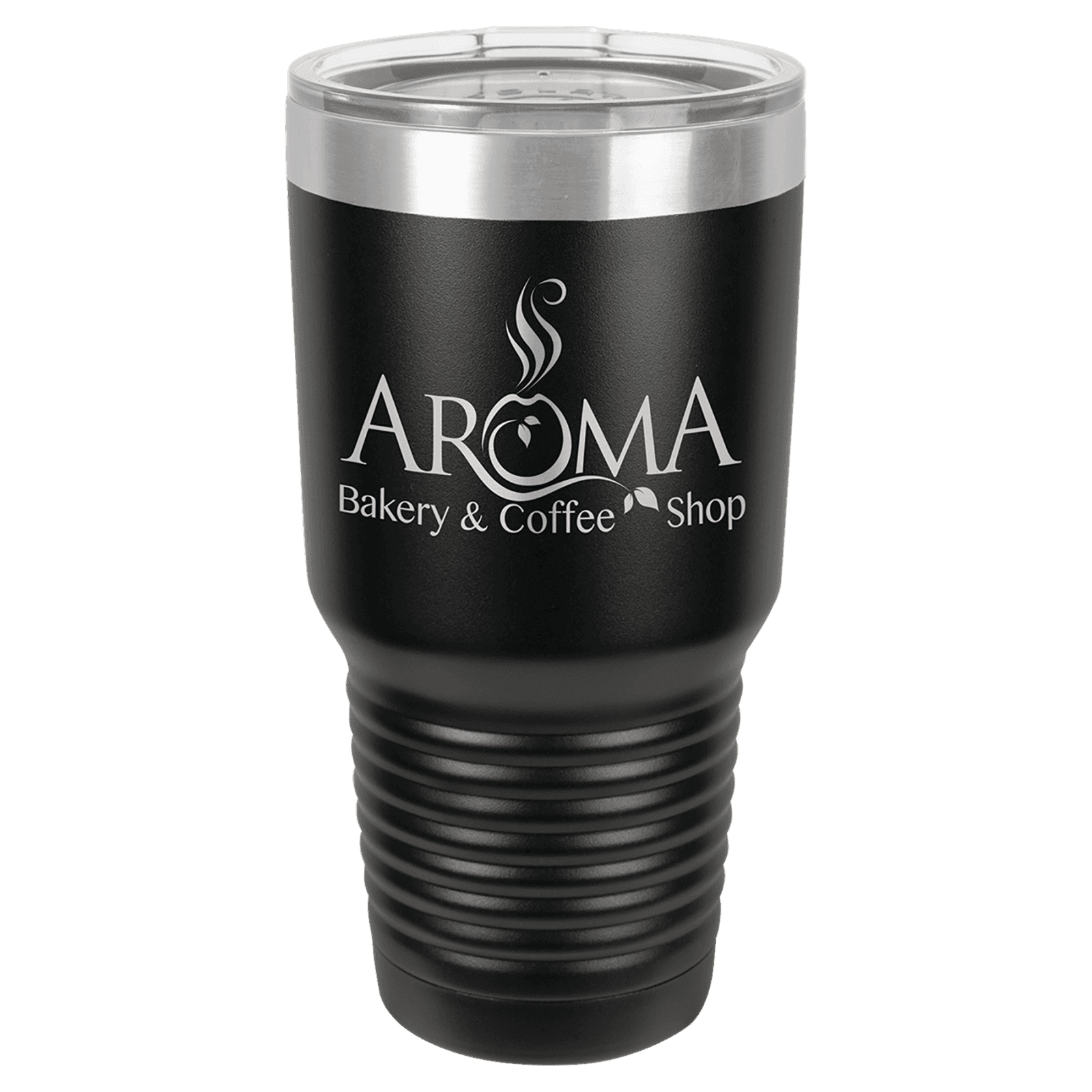 Black/Silver Ring 30 oz. Polar Camel Ringneck Tumbler with Clear Lid