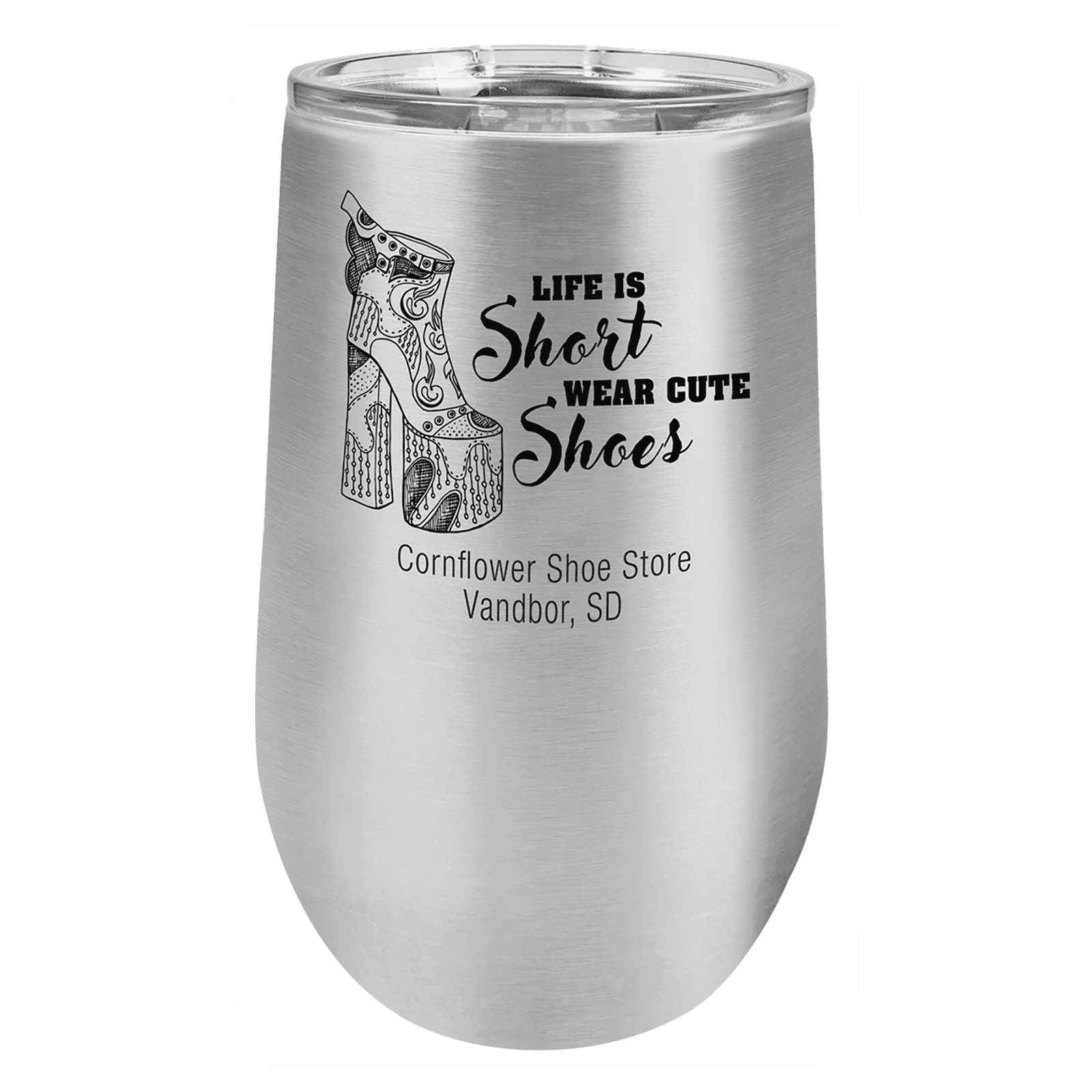 Stainless Steel 16 oz. Polar Camel Stemless Tumbler with Clear Lid