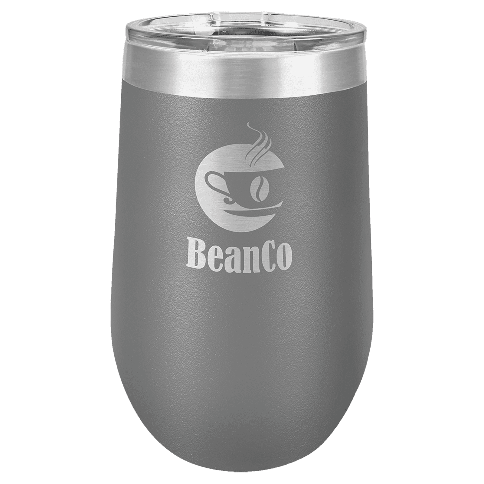 Dark Gray 16 oz. Polar Camel Stemless Tumbler with Clear Lid