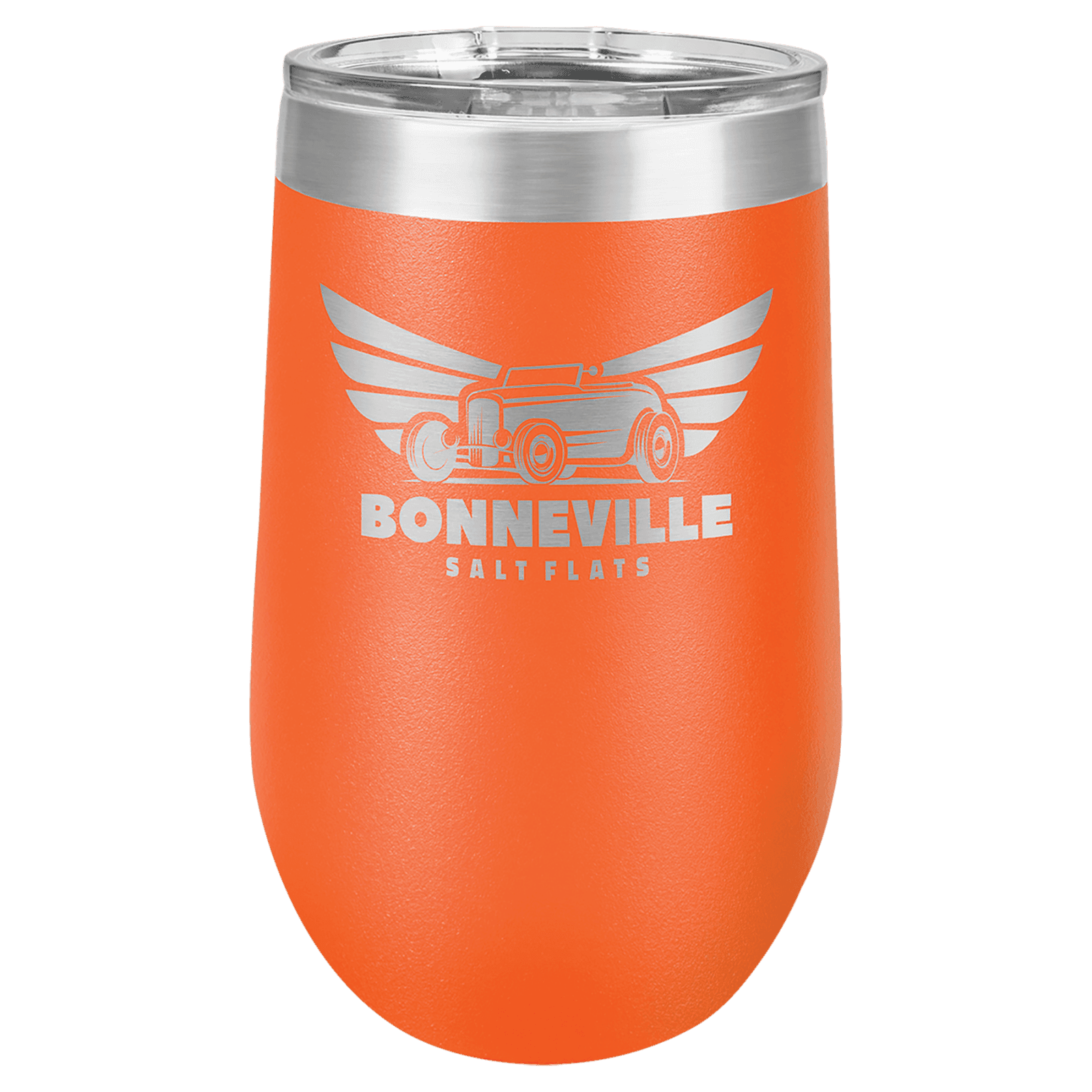 Orange 16 oz. Polar Camel Stemless Tumbler with Clear Lid