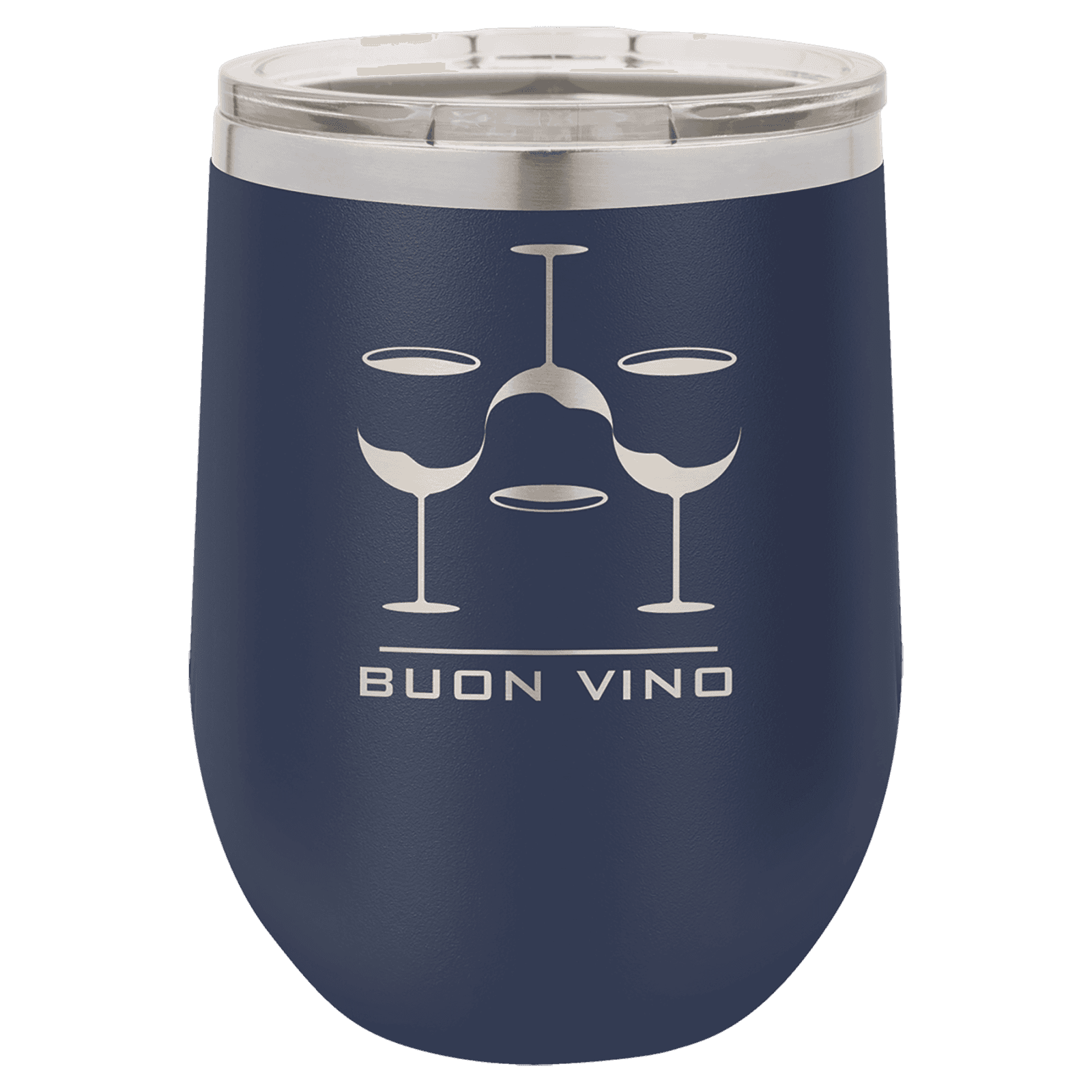 Navy Blue 12 oz. Polar Camel Stemless Wine Tumbler with Clear Lid