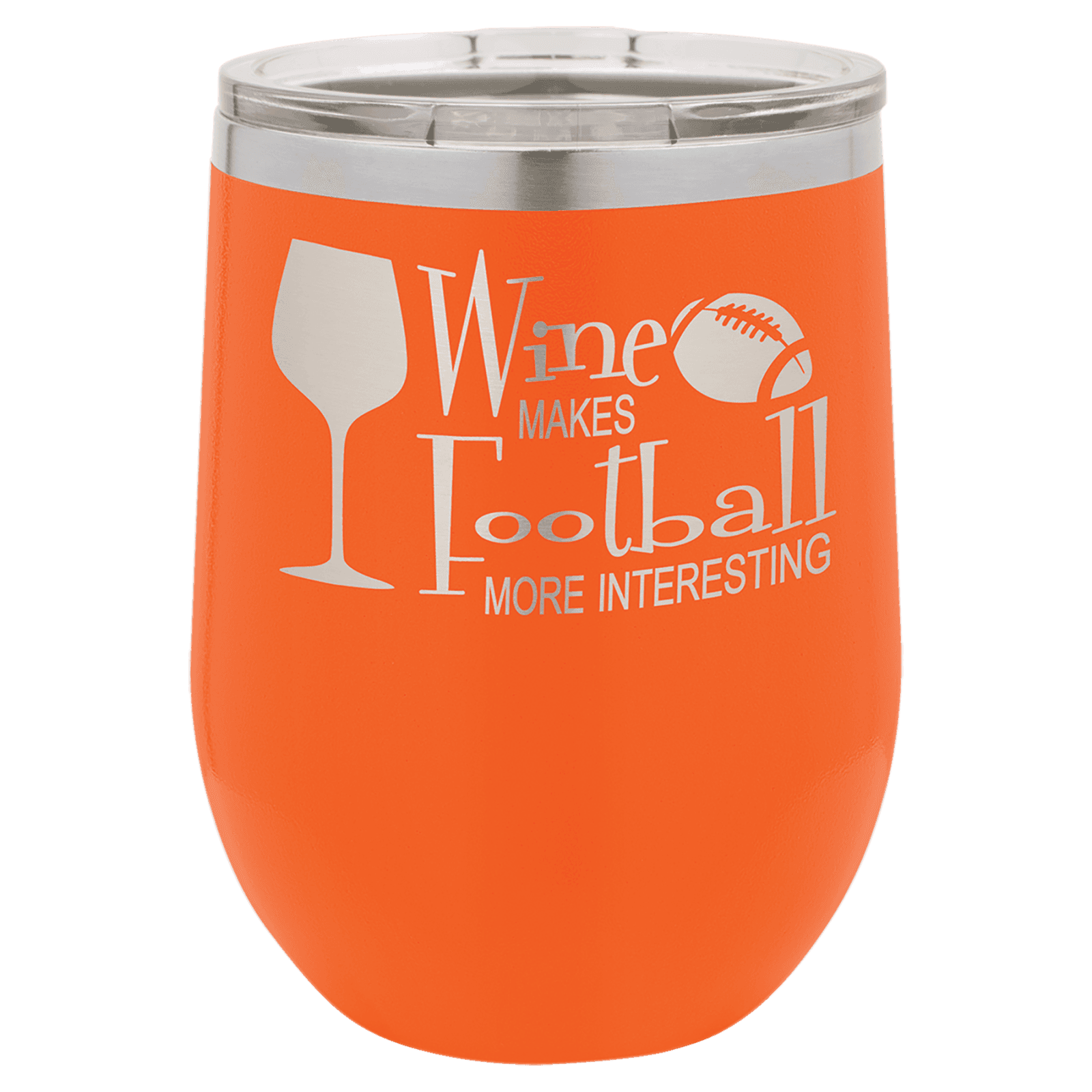 Orange 12 oz. Polar Camel Stemless Wine Tumbler with Clear Lid