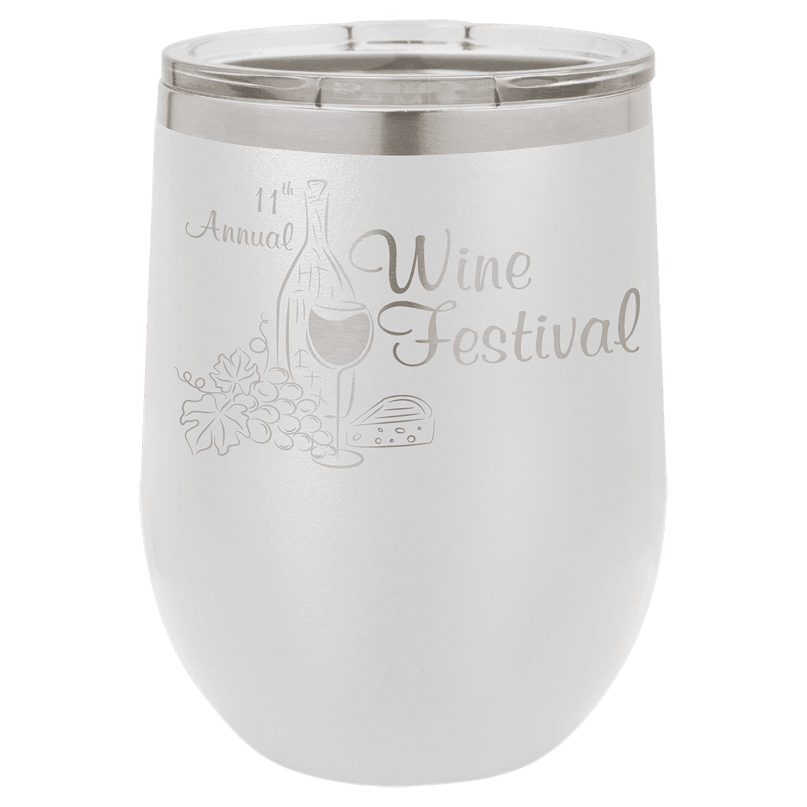 White 12 oz. Polar Camel Stemless Wine Tumbler with Clear Lid