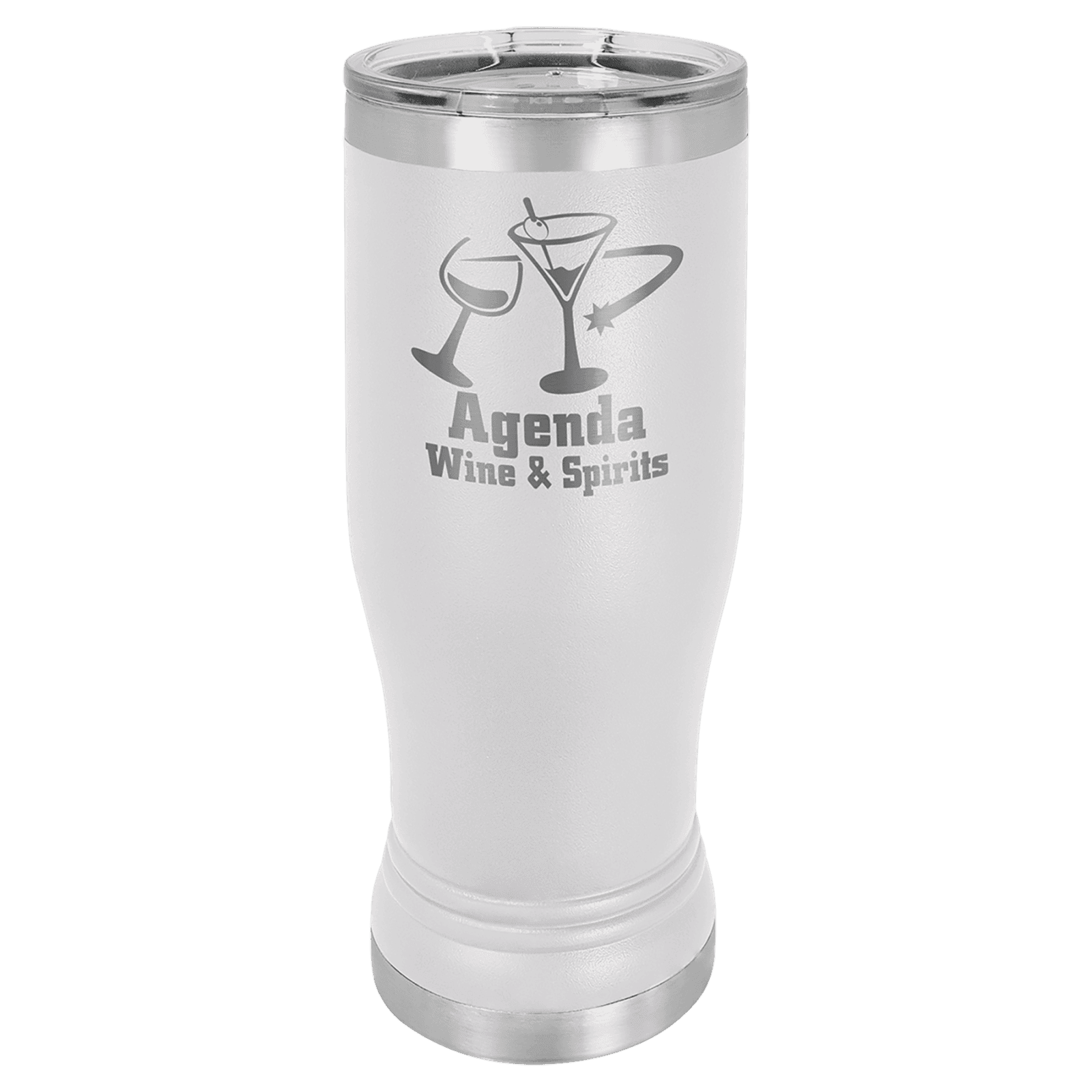 White 14 oz. Polar Camel Pilsner Tumbler with Clear Lid