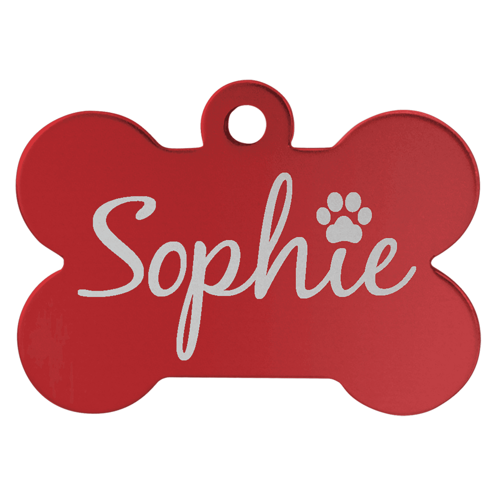 Red Anodized Aluminum Bone Pet Tag
