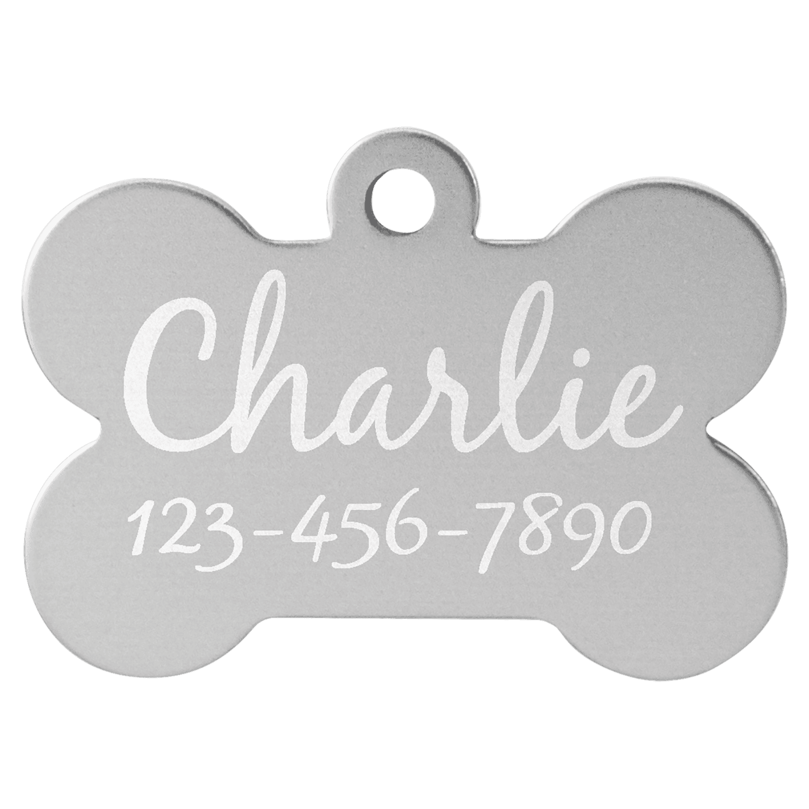Silver Anodized Aluminum Bone Pet Tag