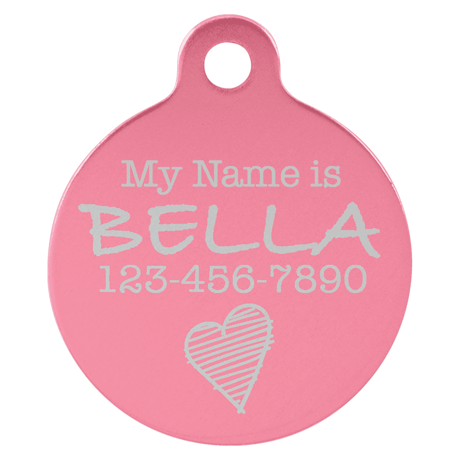 Pink Anodized Aluminum Round Pet Tag