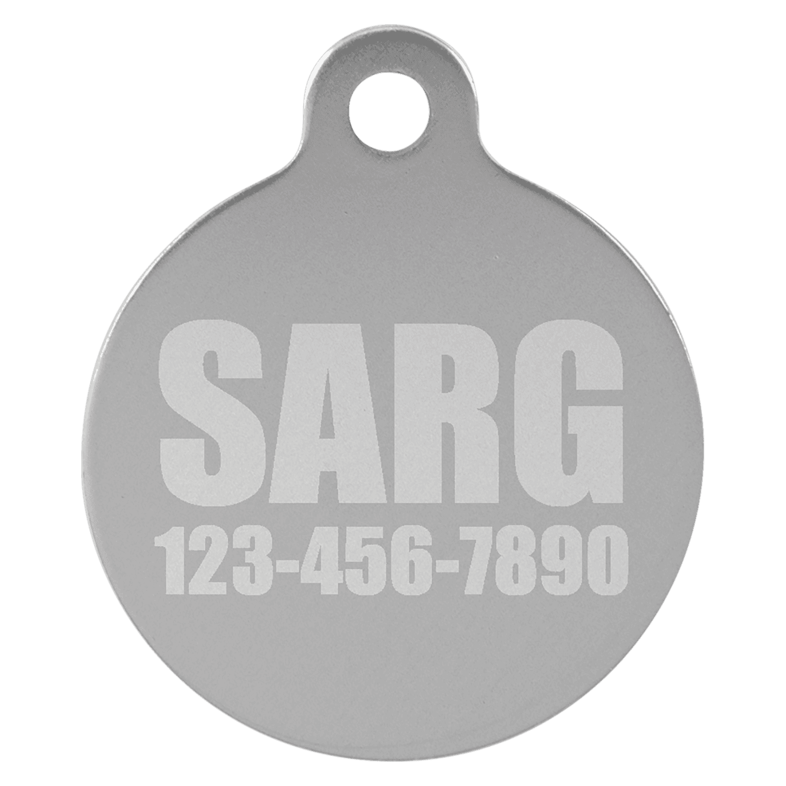 Silver Anodized Aluminum Round Pet Tag