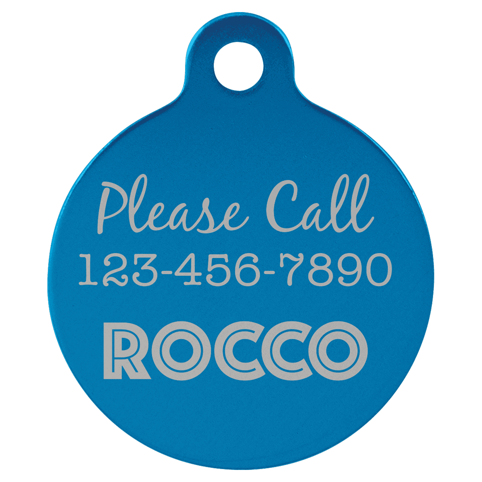 Blue Anodized Aluminum Round Pet Tag